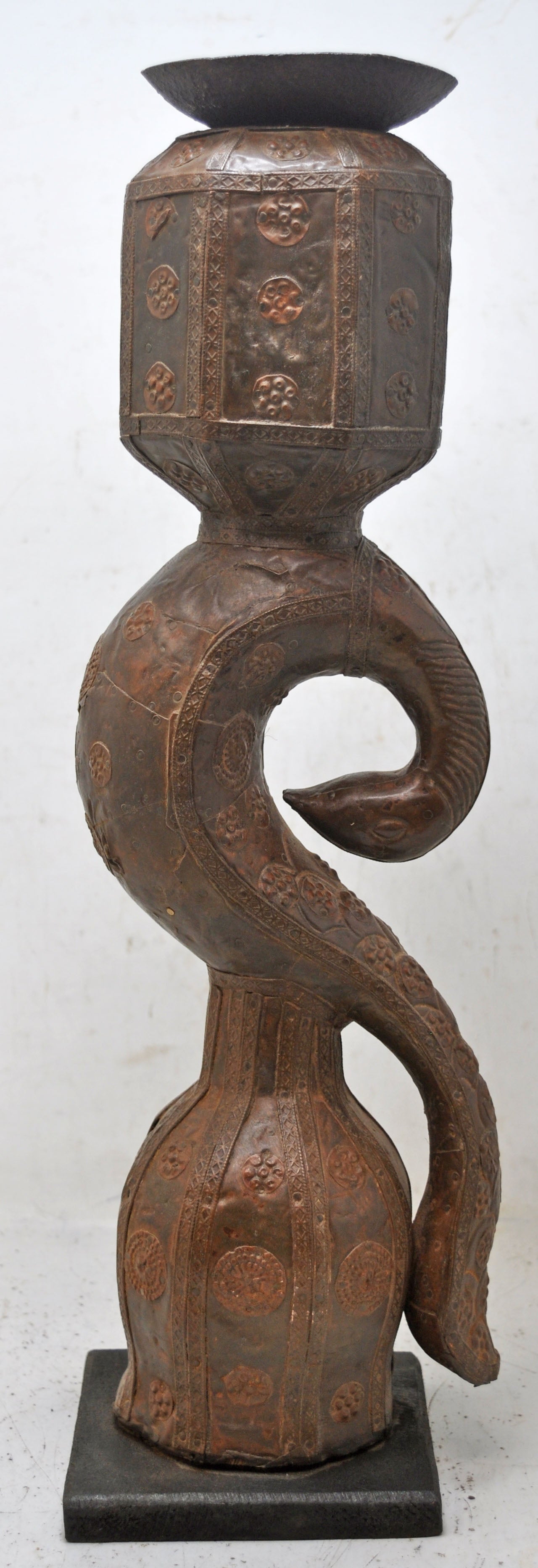 Antique Wooden Peacock Design Leg Candle Holder Stand Original Old Brass Fitted