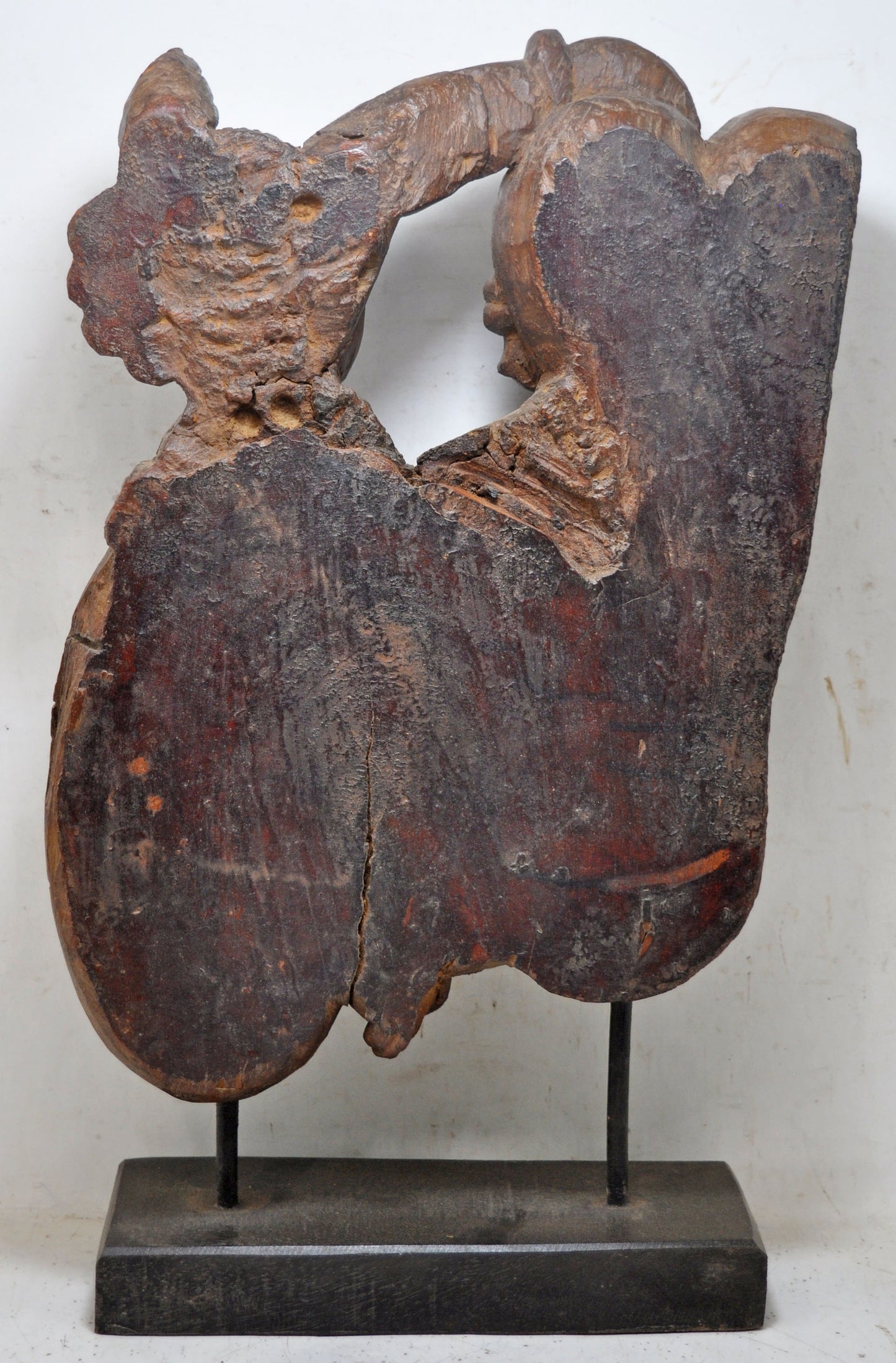 Antique Wooden Man Woman Erotic Figurine on Stand Original Old Very Fine Carved