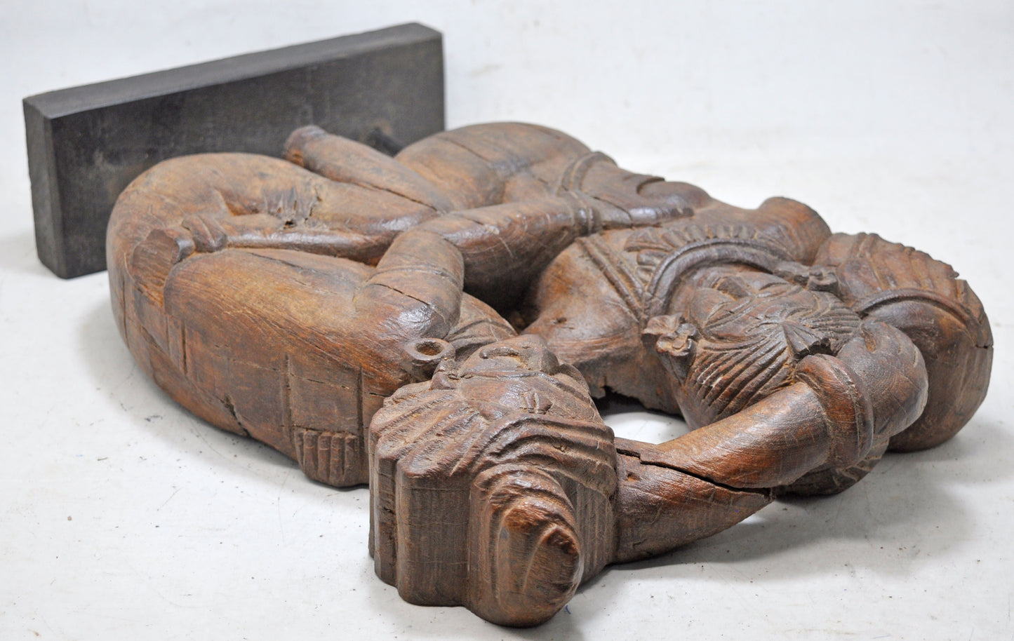 Antique Wooden Man Woman Erotic Figurine on Stand Original Old Very Fine Carved