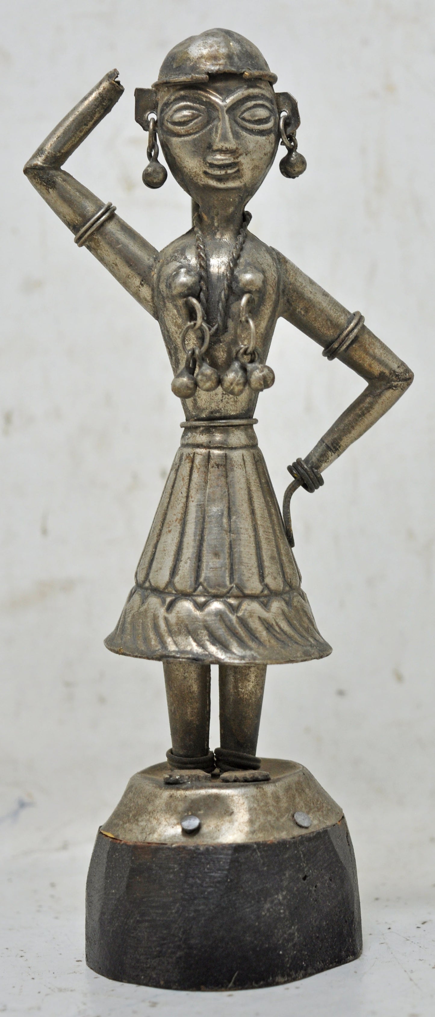 Antique White Metal Dancing Woman Figurine Original Old Fine Hand Carved