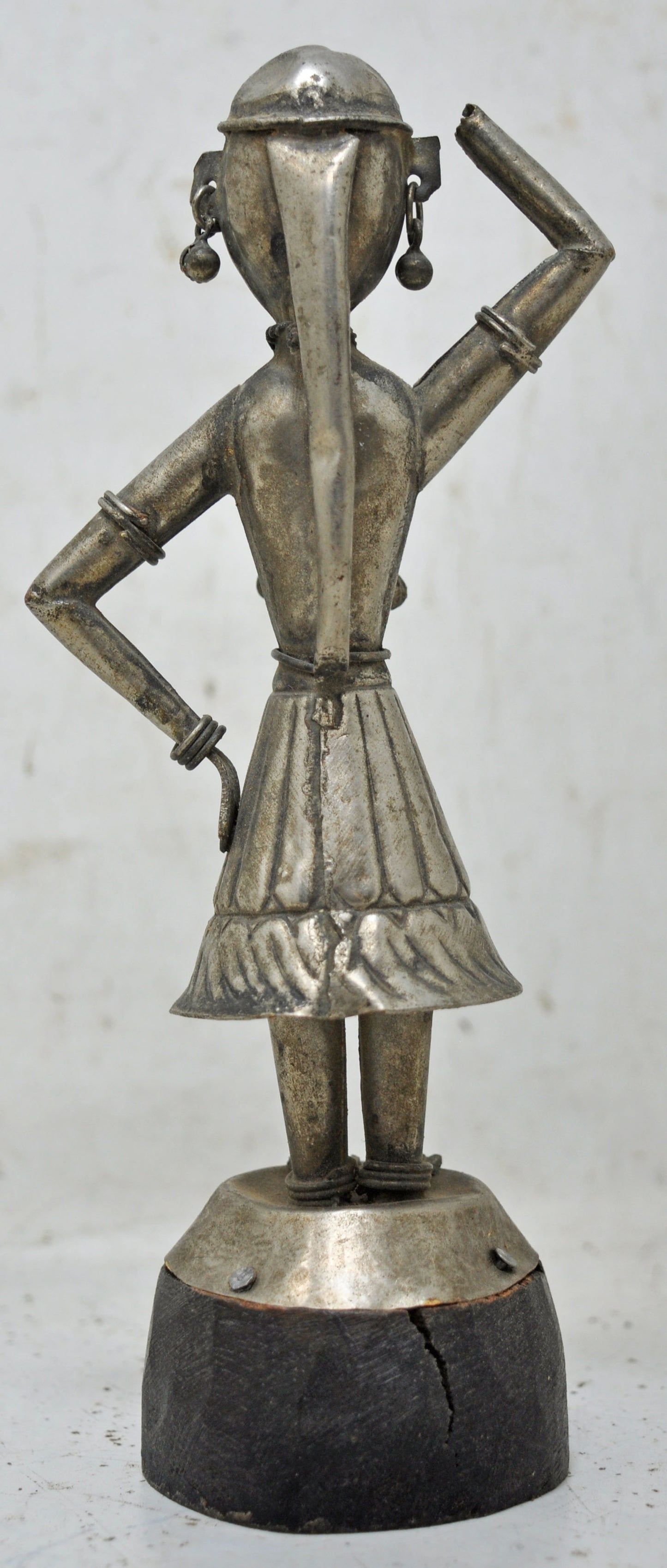 Antique White Metal Dancing Woman Figurine Original Old Fine Hand Carved