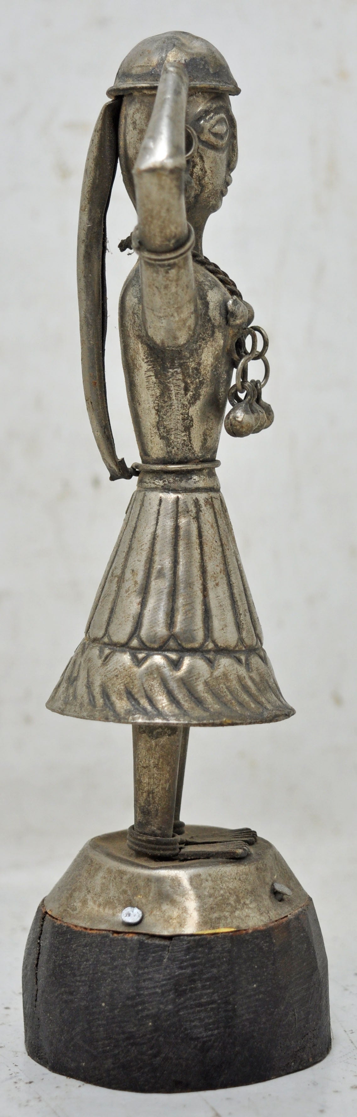 Antique White Metal Dancing Woman Figurine Original Old Fine Hand Carved