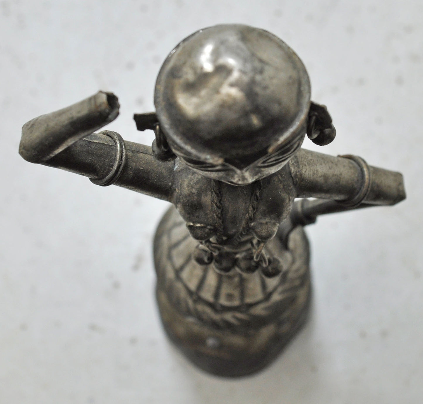 Antique White Metal Dancing Woman Figurine Original Old Fine Hand Carved