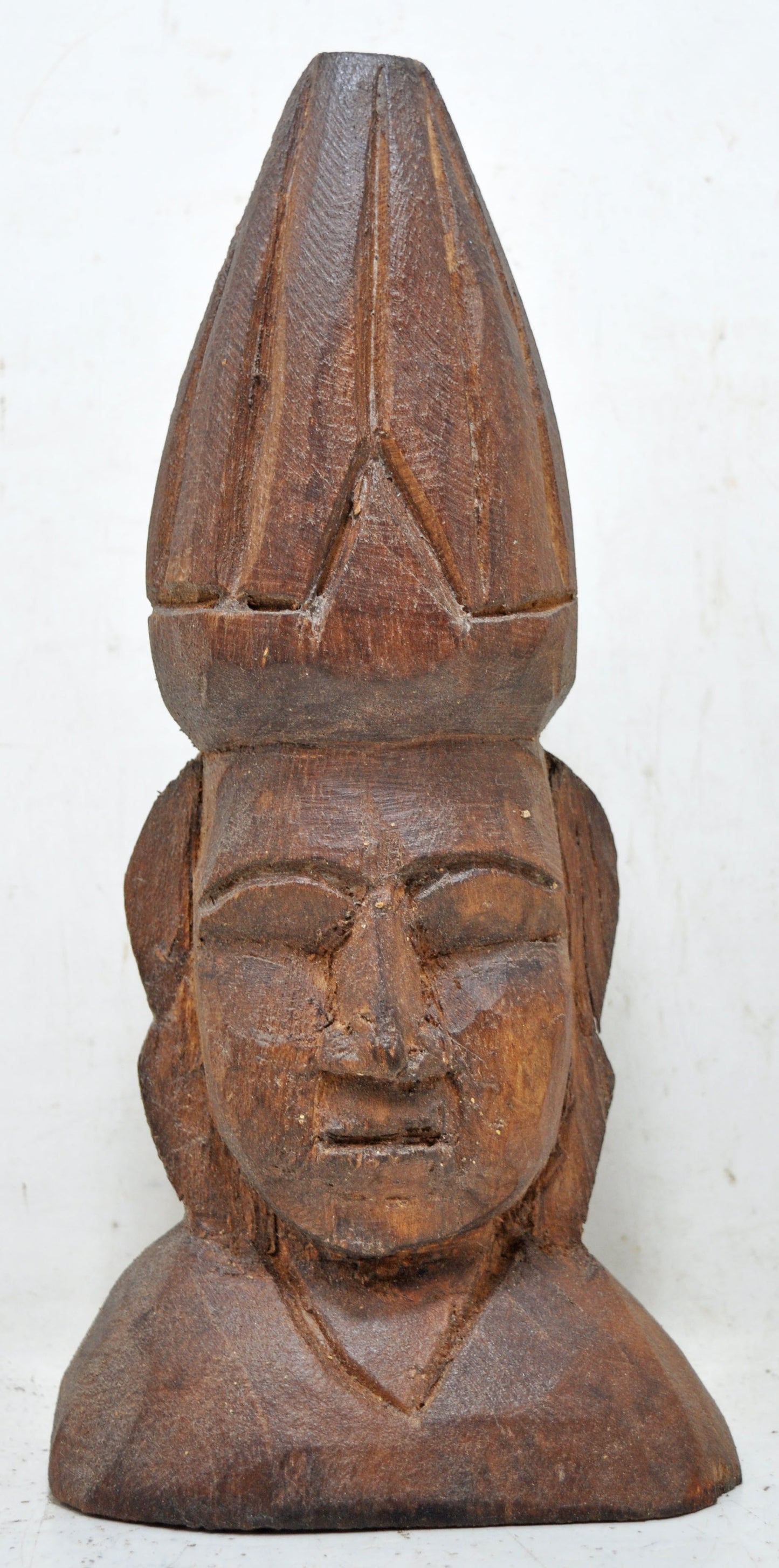 Antique Wooden Half Man Figurine Original Old Fine Hand Carved