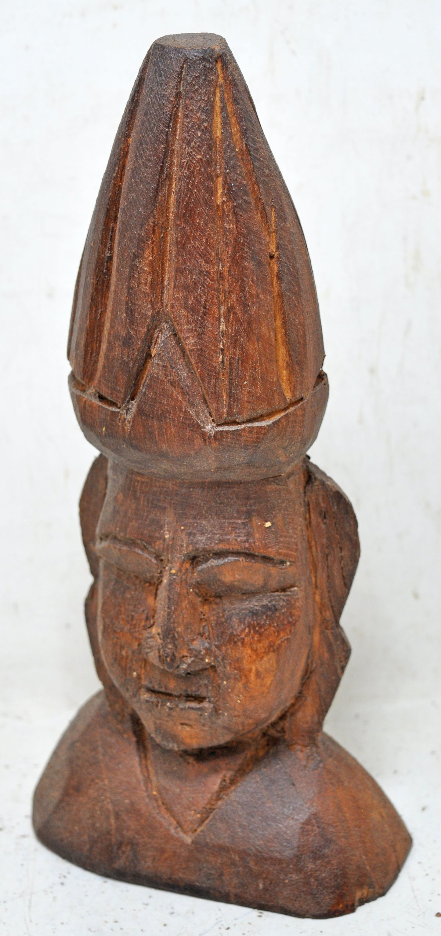 Antique Wooden Half Man Figurine Original Old Fine Hand Carved