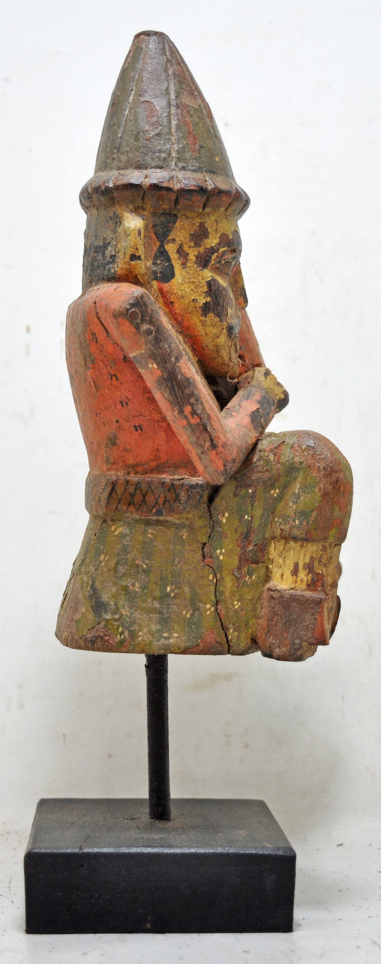 Vintage Wooden Musician Man Figurine Original Olf Hand Carved Painted