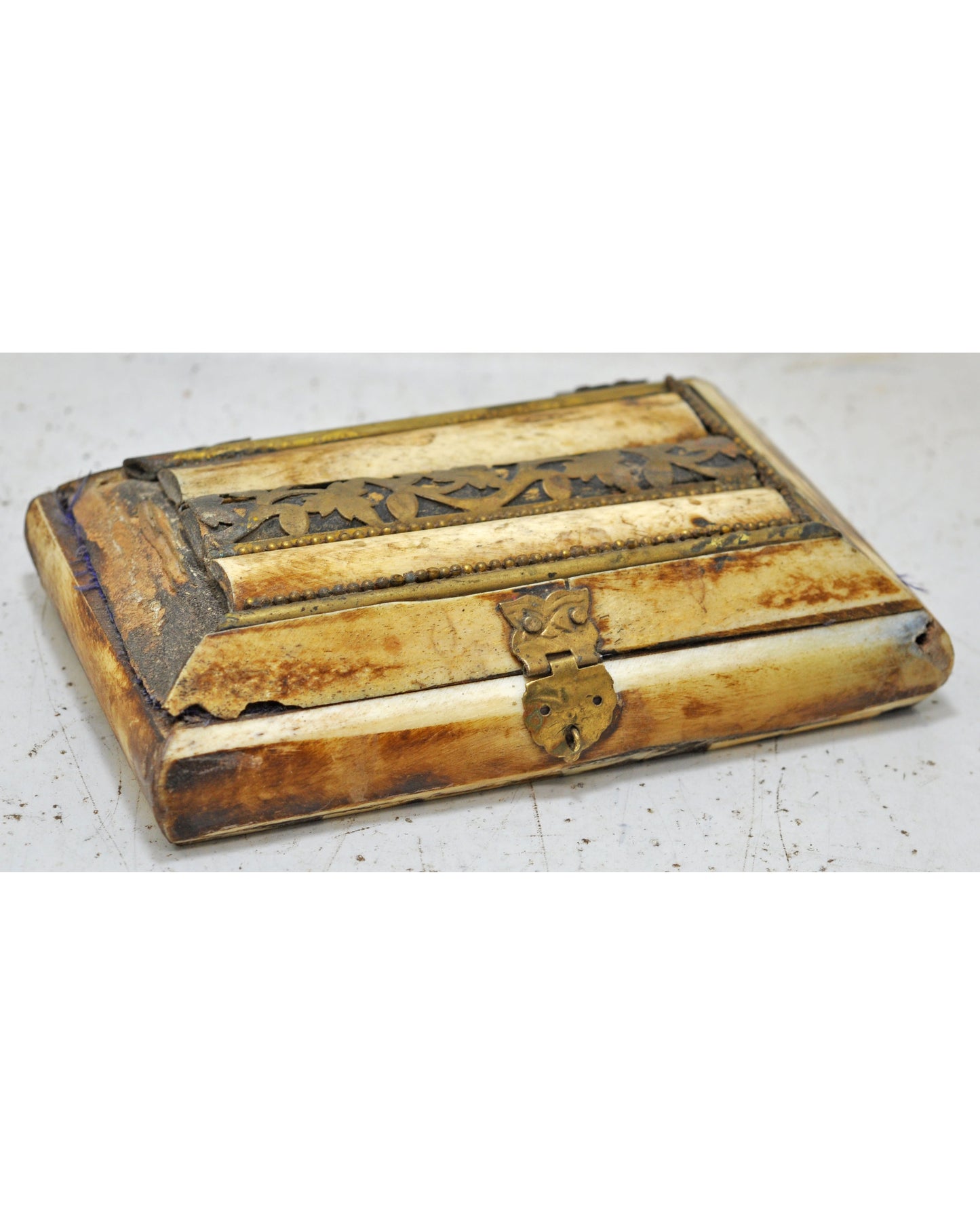 Antique Small Bone Jewellery Box Original Old Fine Hand Crafted
