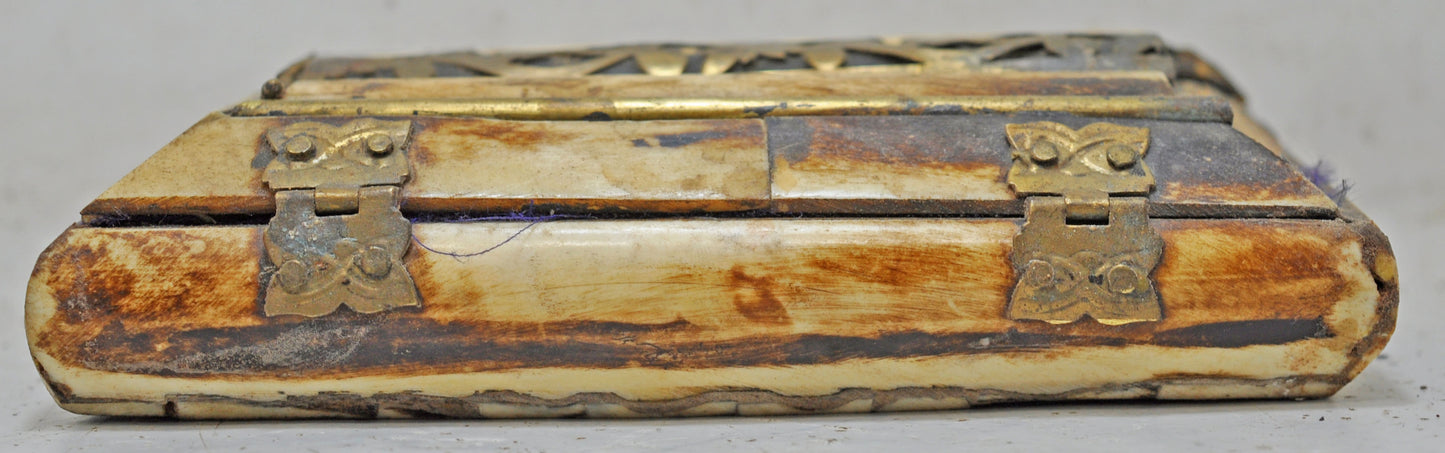 Antique Small Bone Jewellery Box Original Old Fine Hand Crafted