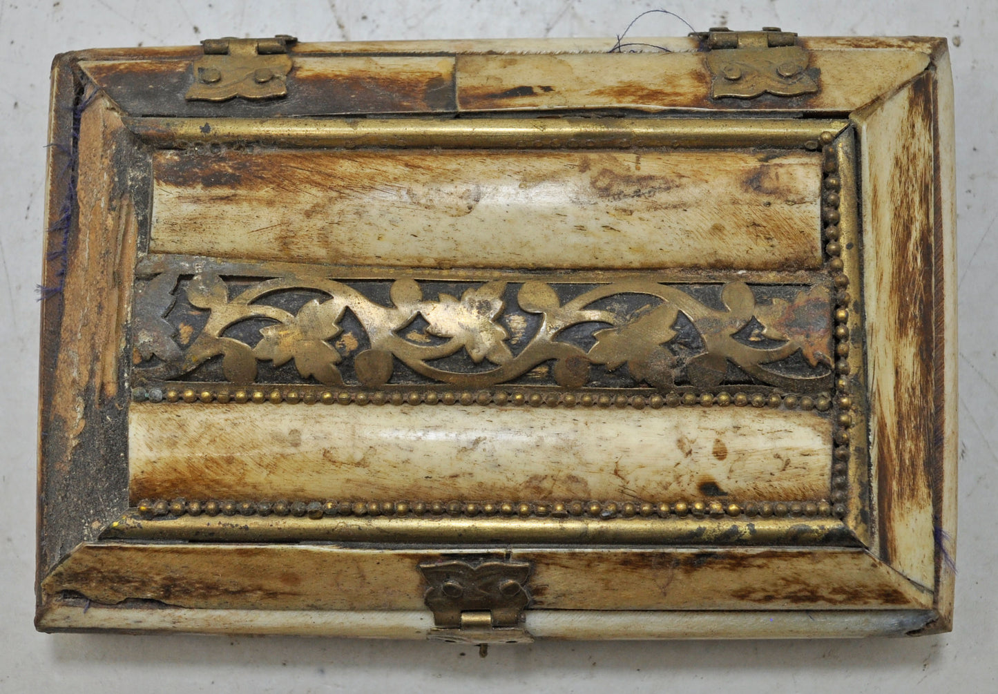 Antique Small Bone Jewellery Box Original Old Fine Hand Crafted