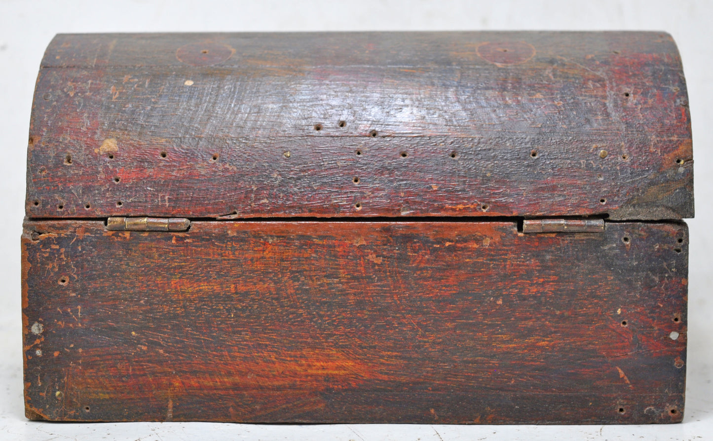 Vintage Wooden Half Round Storage Box Original Old Hand Crafted