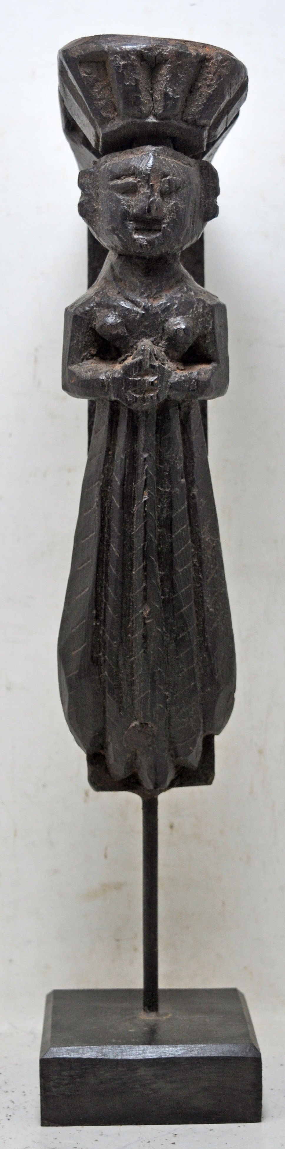 Antique Wooden Woman Lady Figurine Original Old Hand Carved