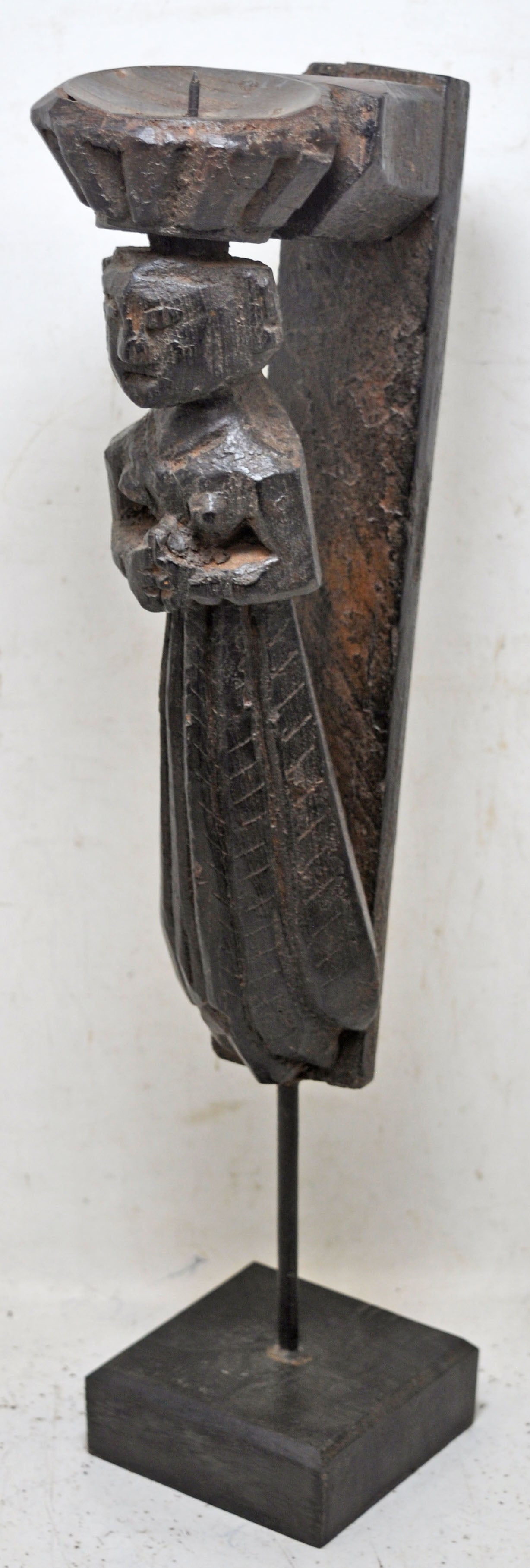 Antique Wooden Woman Lady Figurine Original Old Hand Carved