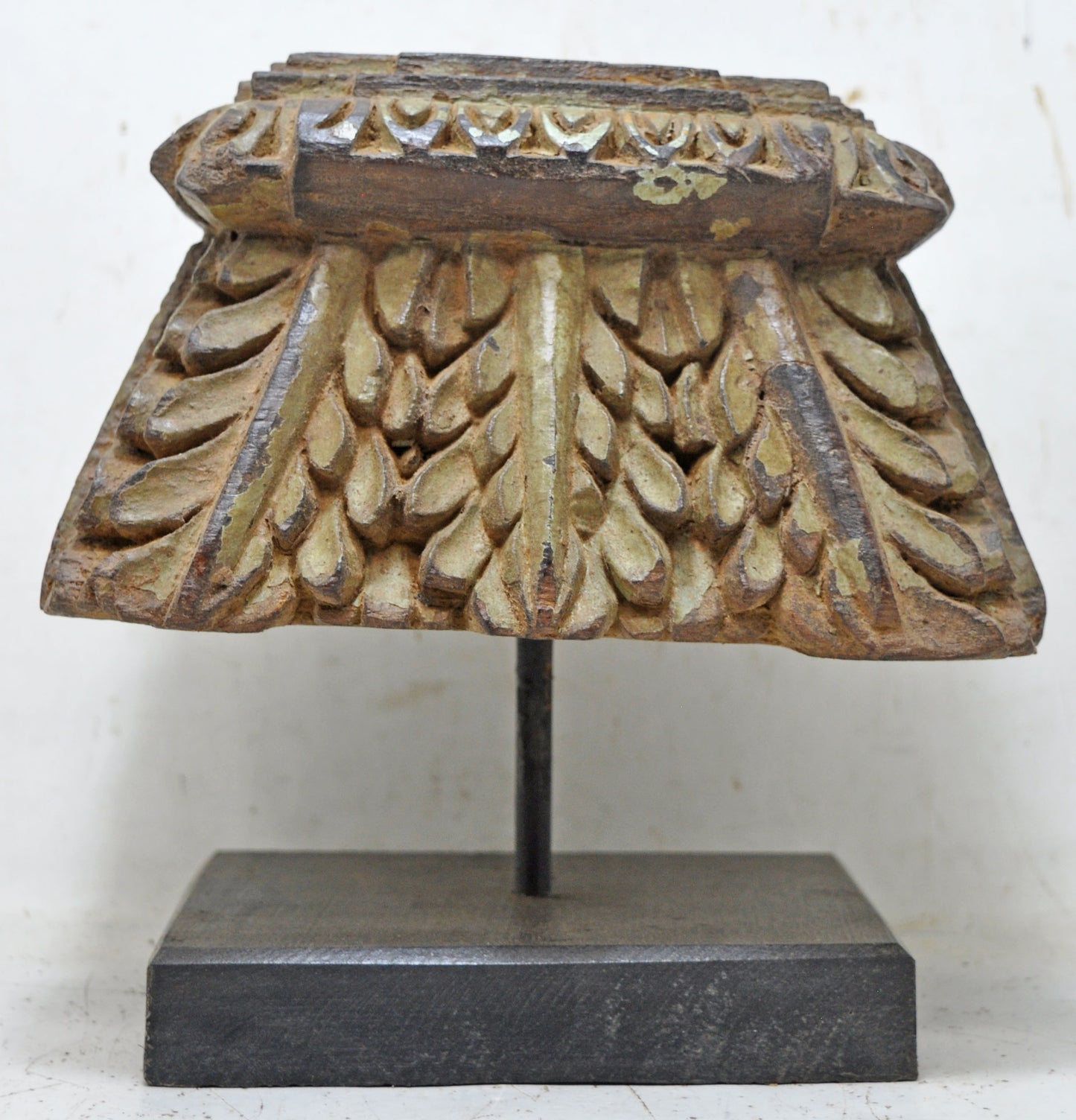 Antique Wooden Carving Block Base Candle Holder Original Old Very Fine Carved