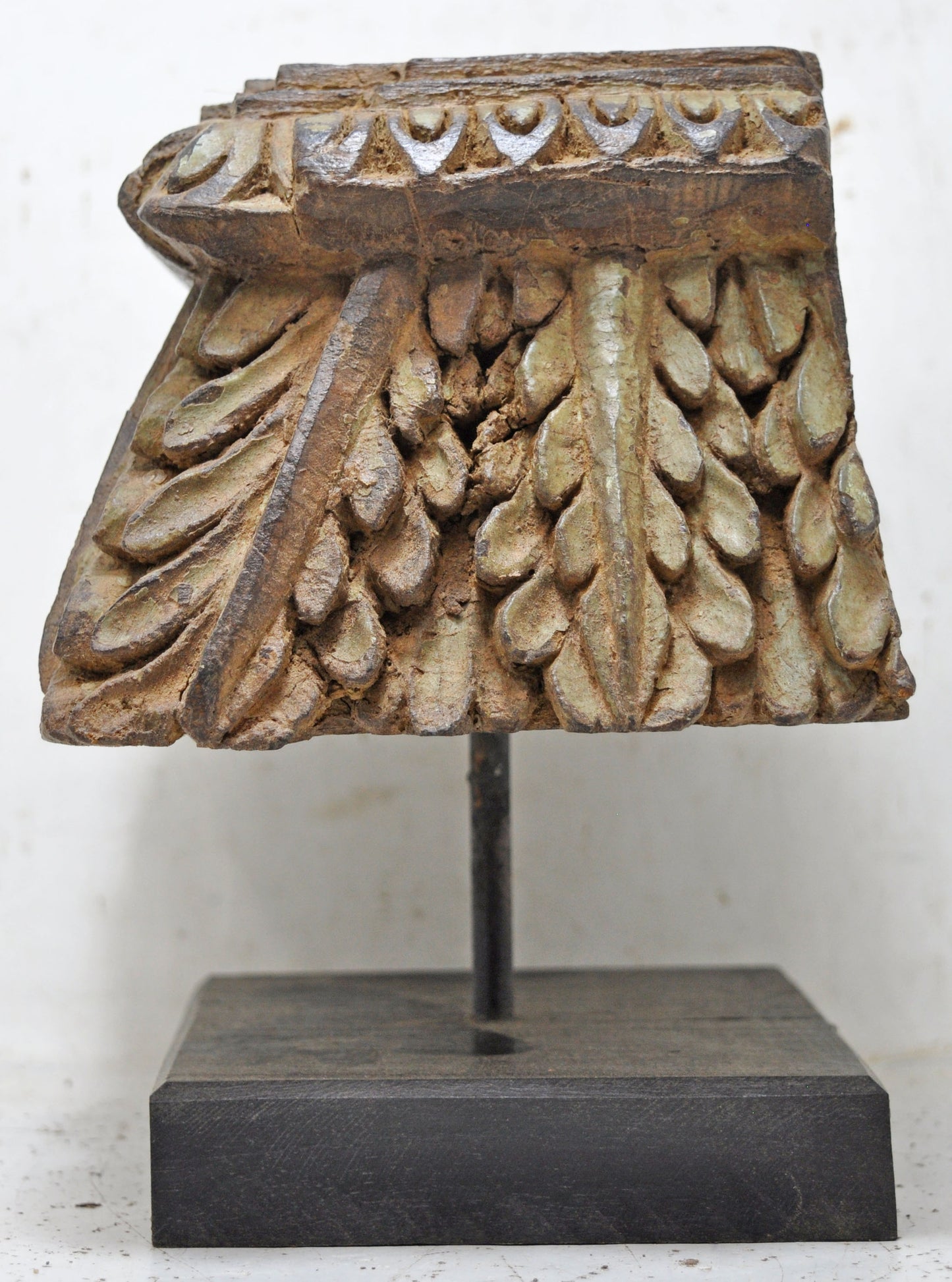 Antique Wooden Carving Block Base Candle Holder Original Old Very Fine Carved