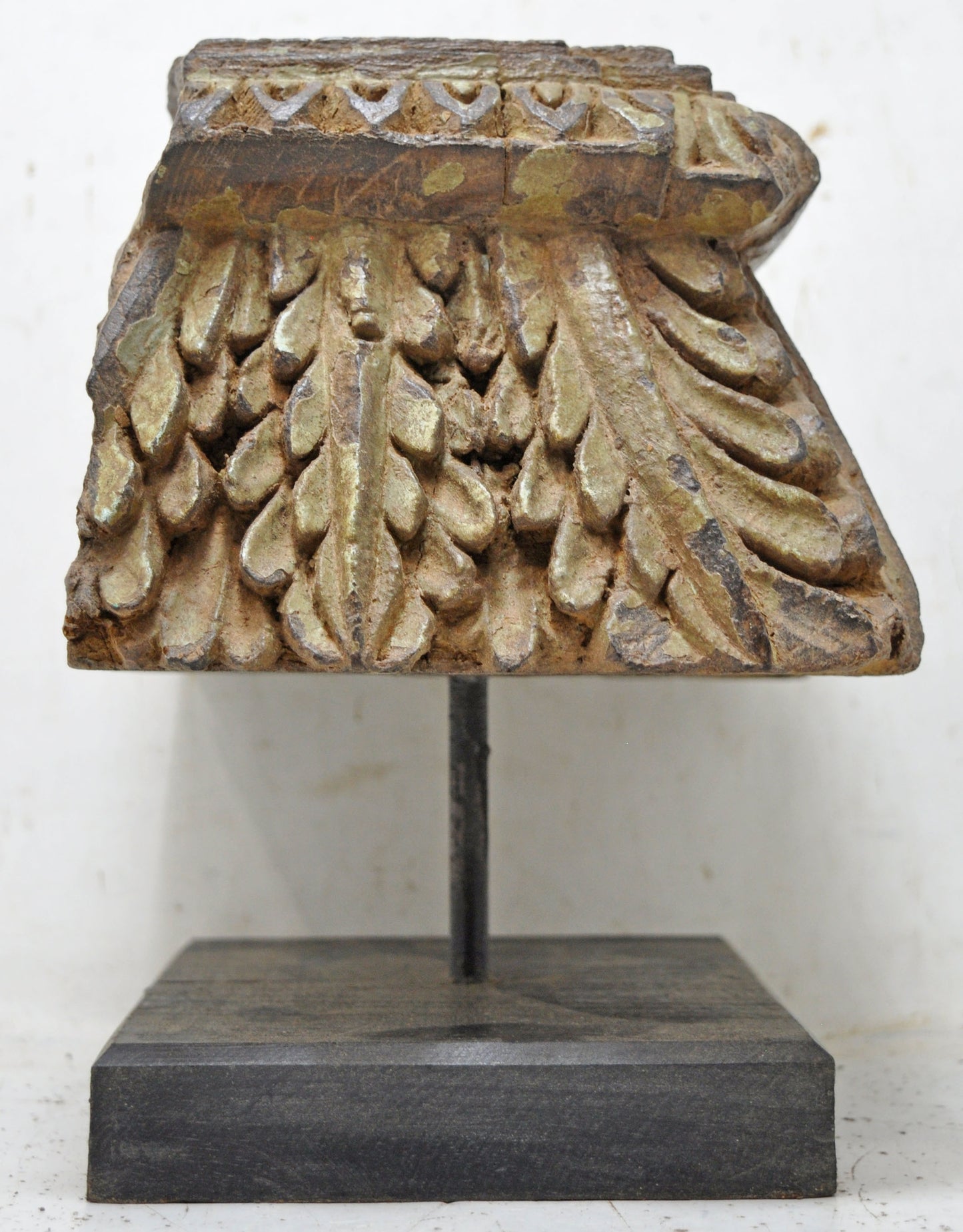 Antique Wooden Carving Block Base Candle Holder Original Old Very Fine Carved