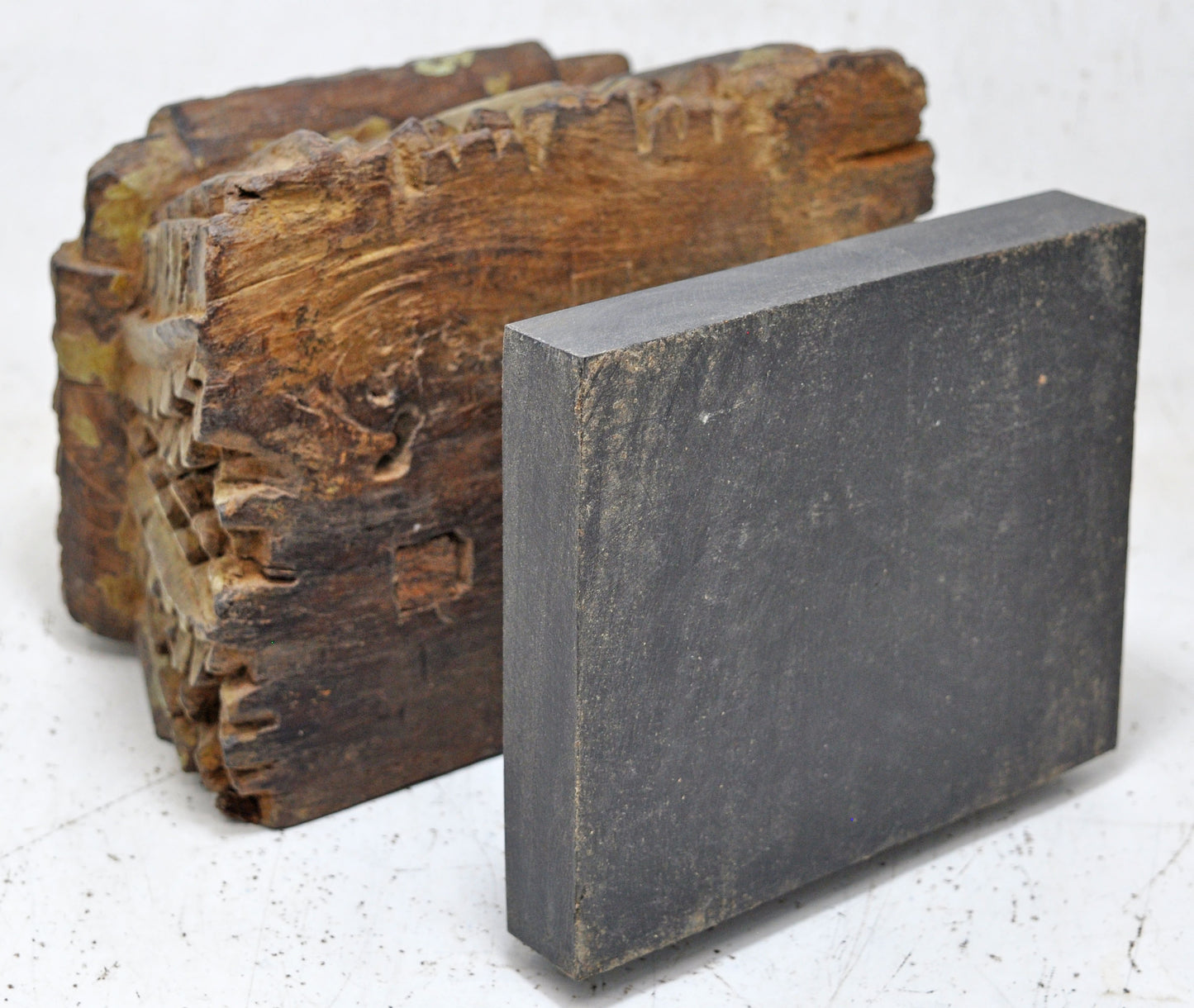 Antique Wooden Carving Block Base Candle Holder Original Old Very Fine Carved