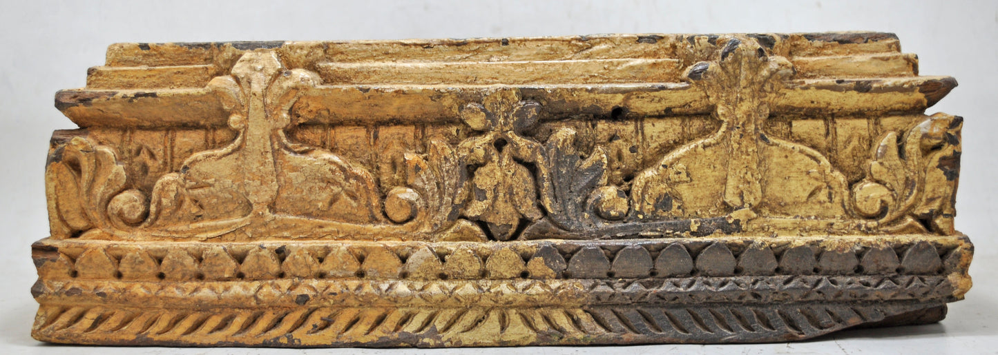 Antique Wooden Carving Block Base Candle Holder Original Old Very Fine Carved