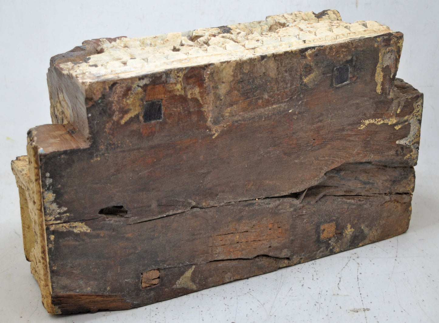 Antique Wooden Carving Block Base Candle Holder Original Old Very Fine Carved