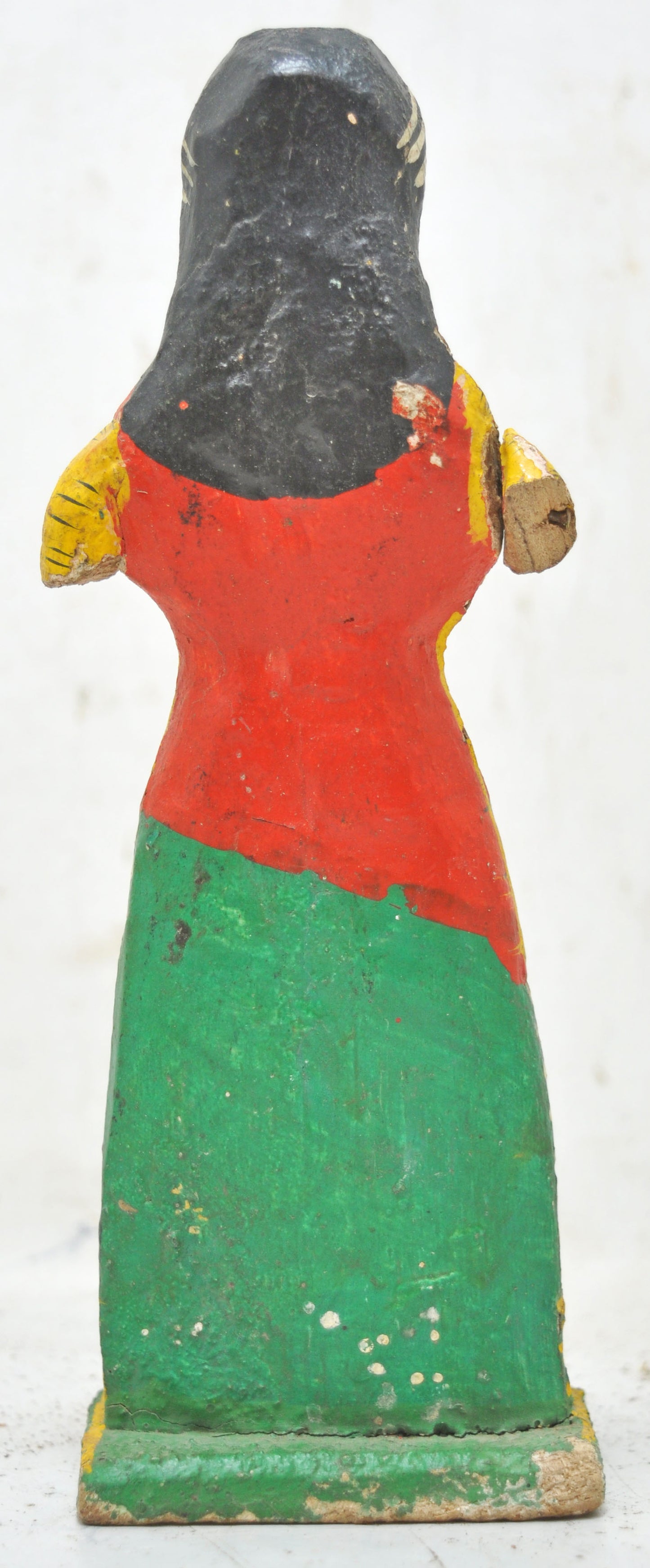 Vintage Wooden Ethnic Woman Lady Figurine Original Old Hand Carved Painted