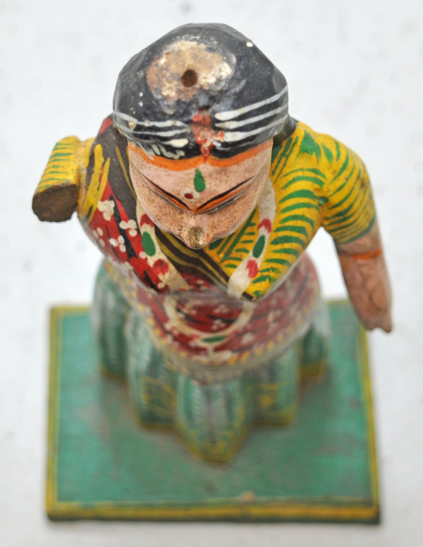 Vintage Wooden Ethnic Woman Lady Figurine Original Old Hand Carved Painted
