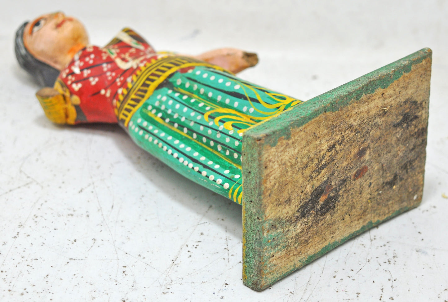 Vintage Wooden Ethnic Woman Lady Figurine Original Old Hand Carved Painted