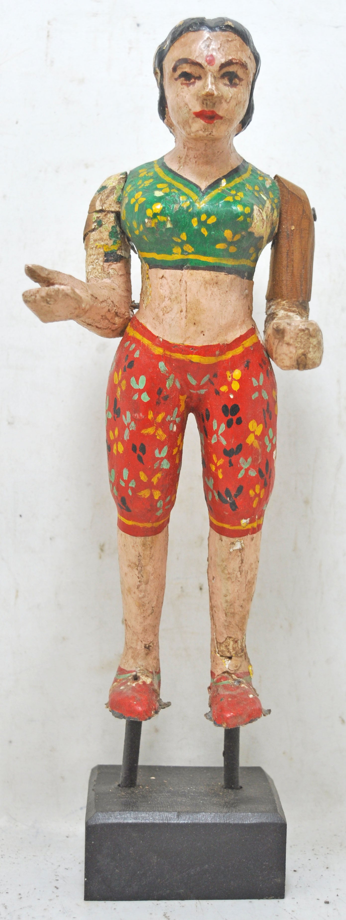 Vintage Wooden Ethnic Woman Lady Figurine Original Old Hand Carved Painted
