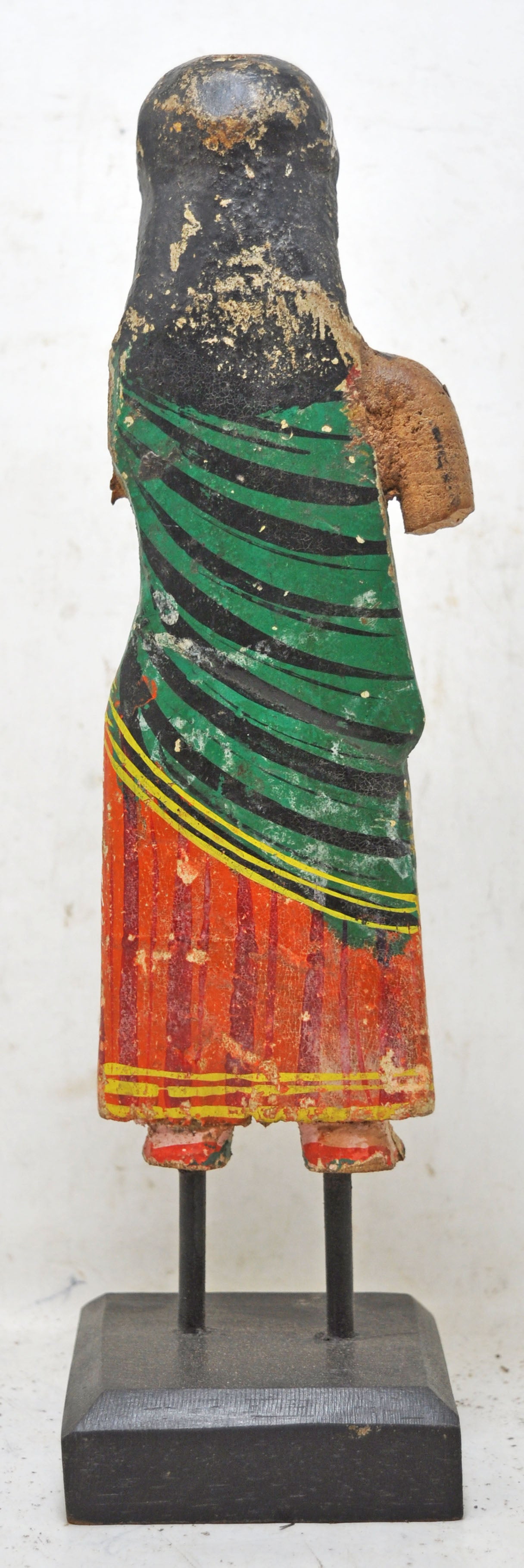 Vintage Wooden Ethnic Woman Lady Figurine Original Old Hand Carved Painted