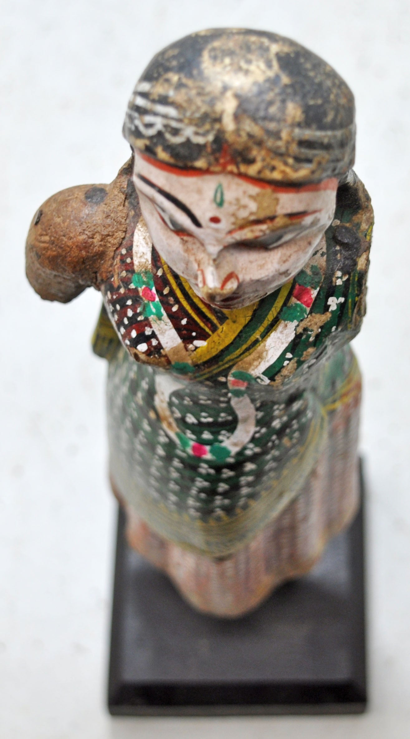 Vintage Wooden Ethnic Woman Lady Figurine Original Old Hand Carved Painted