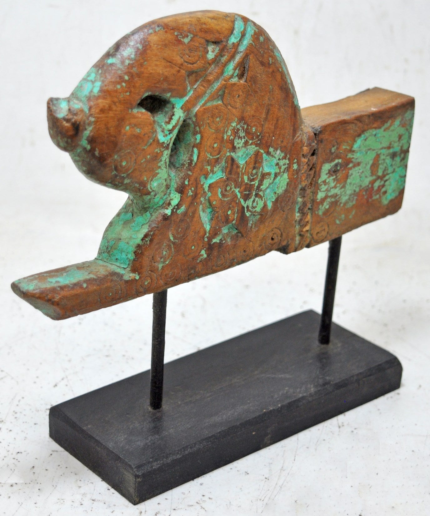 Antique Wooden Horse Head Bust Figurine Original Old Hand Carved