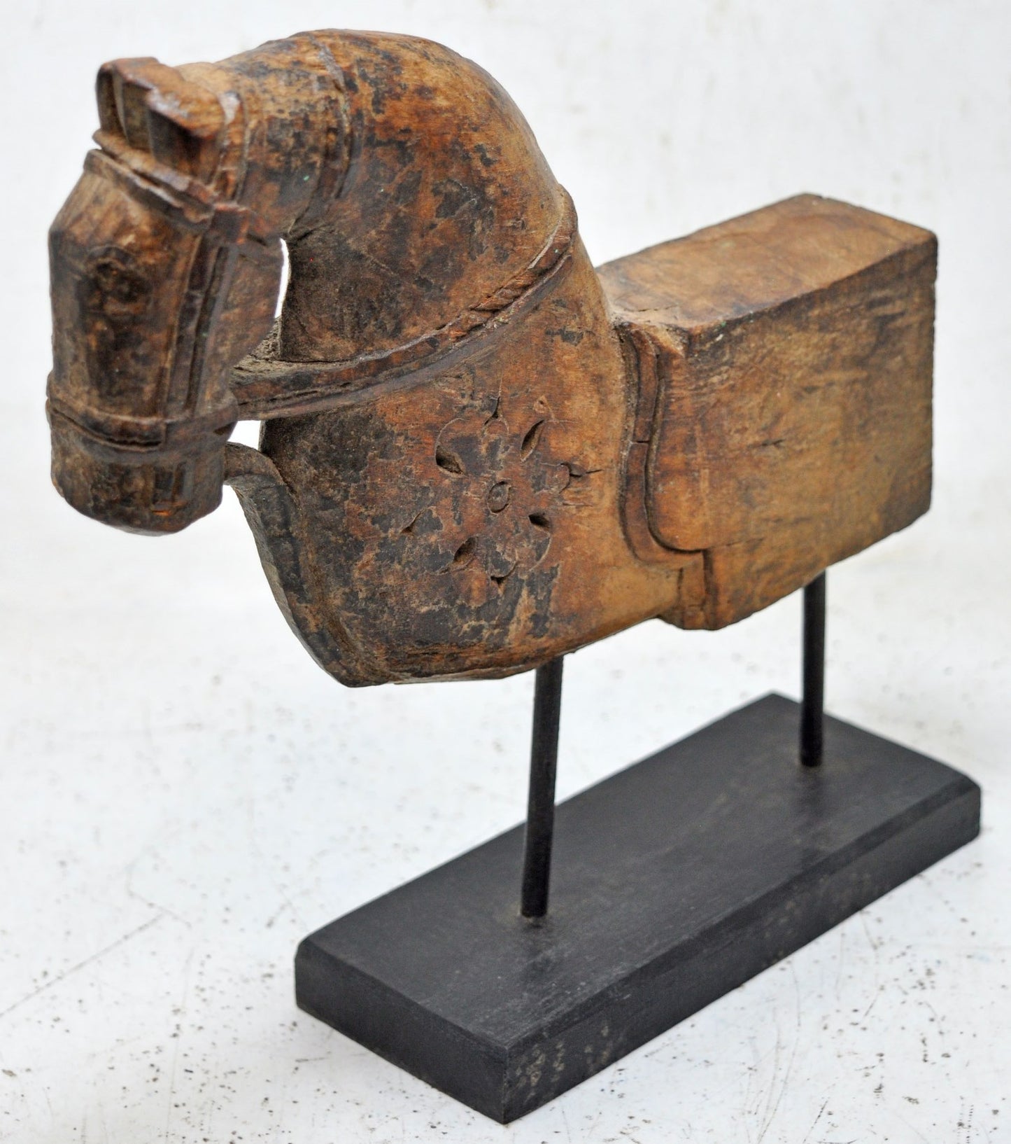 Antique Wooden Horse Head Bust Figurine Original Old Hand Carved