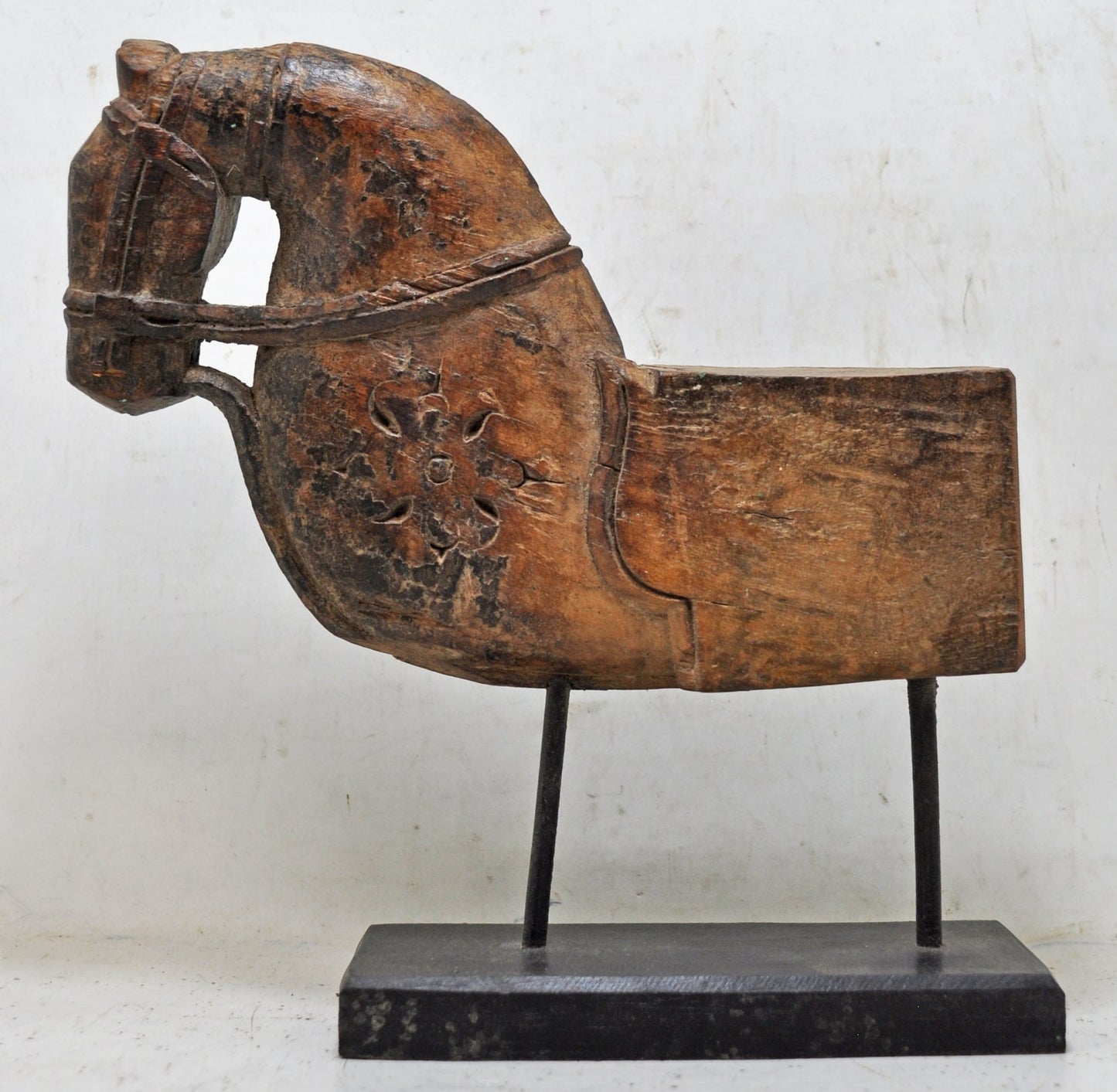 Antique Wooden Horse Head Bust Figurine Original Old Hand Carved