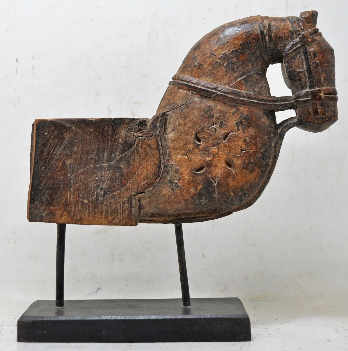Antique Wooden Horse Head Bust Figurine Original Old Hand Carved