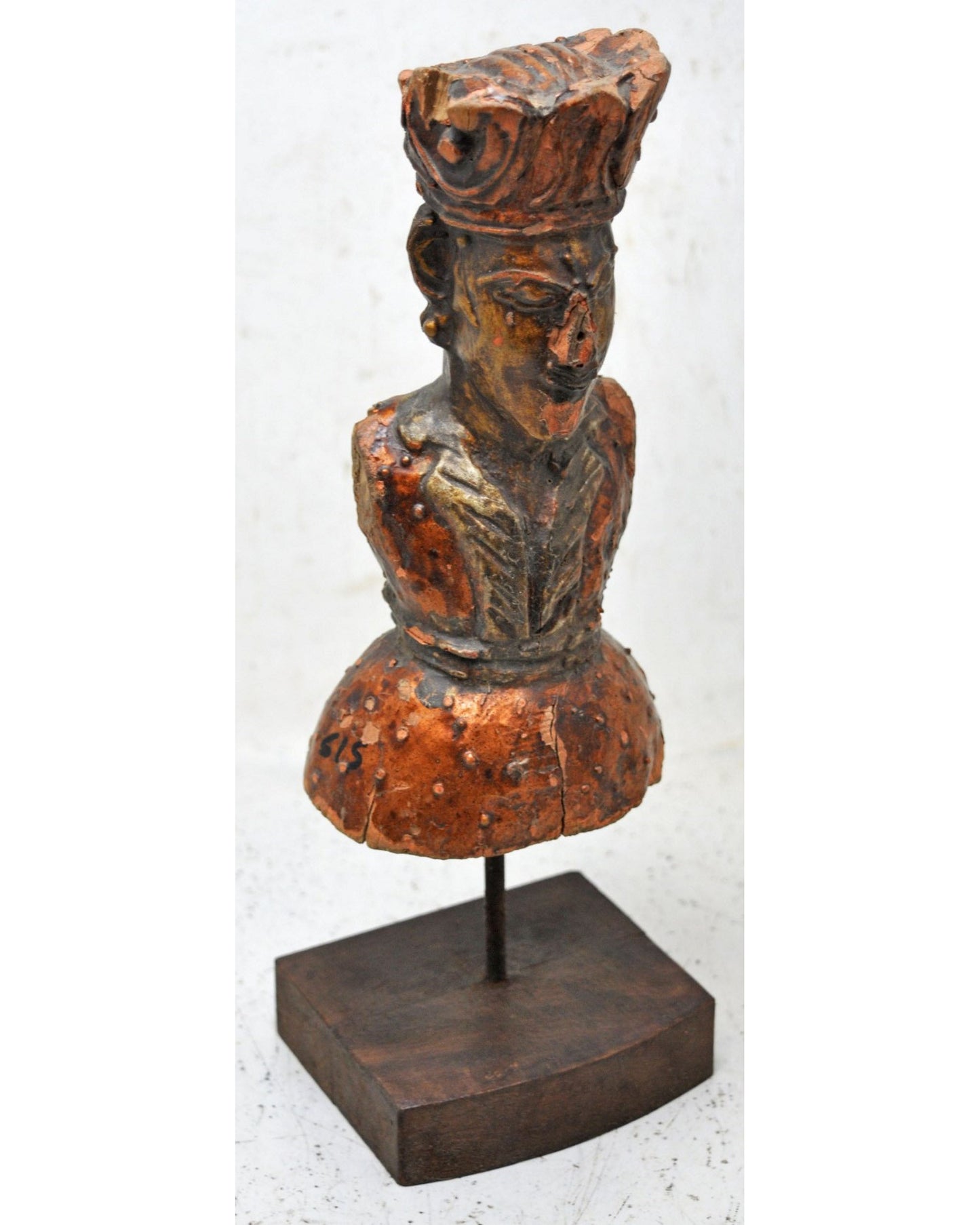 Vintage Wooden Man Figurine Original Old Hand Carved Painted