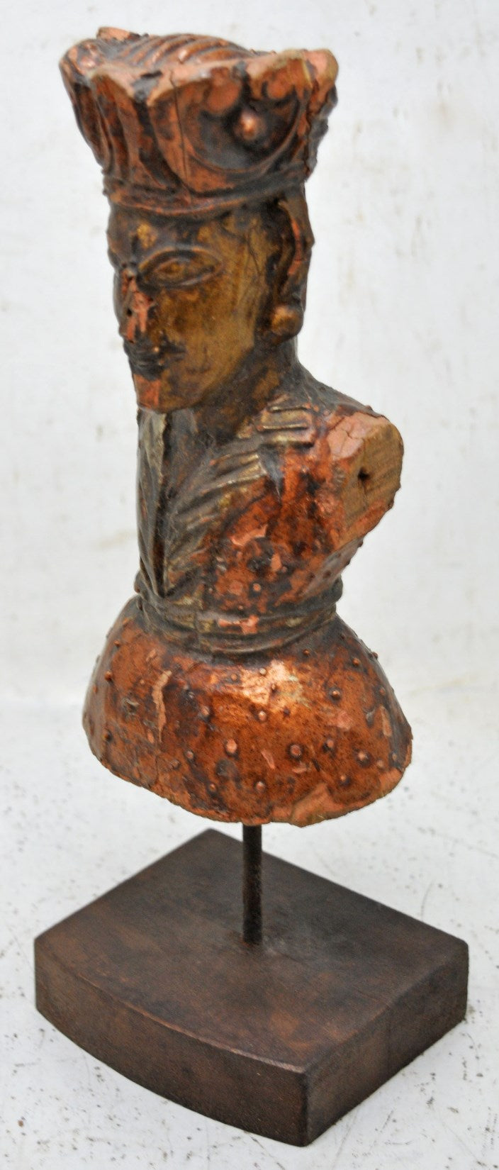 Vintage Wooden Man Figurine Original Old Hand Carved Painted