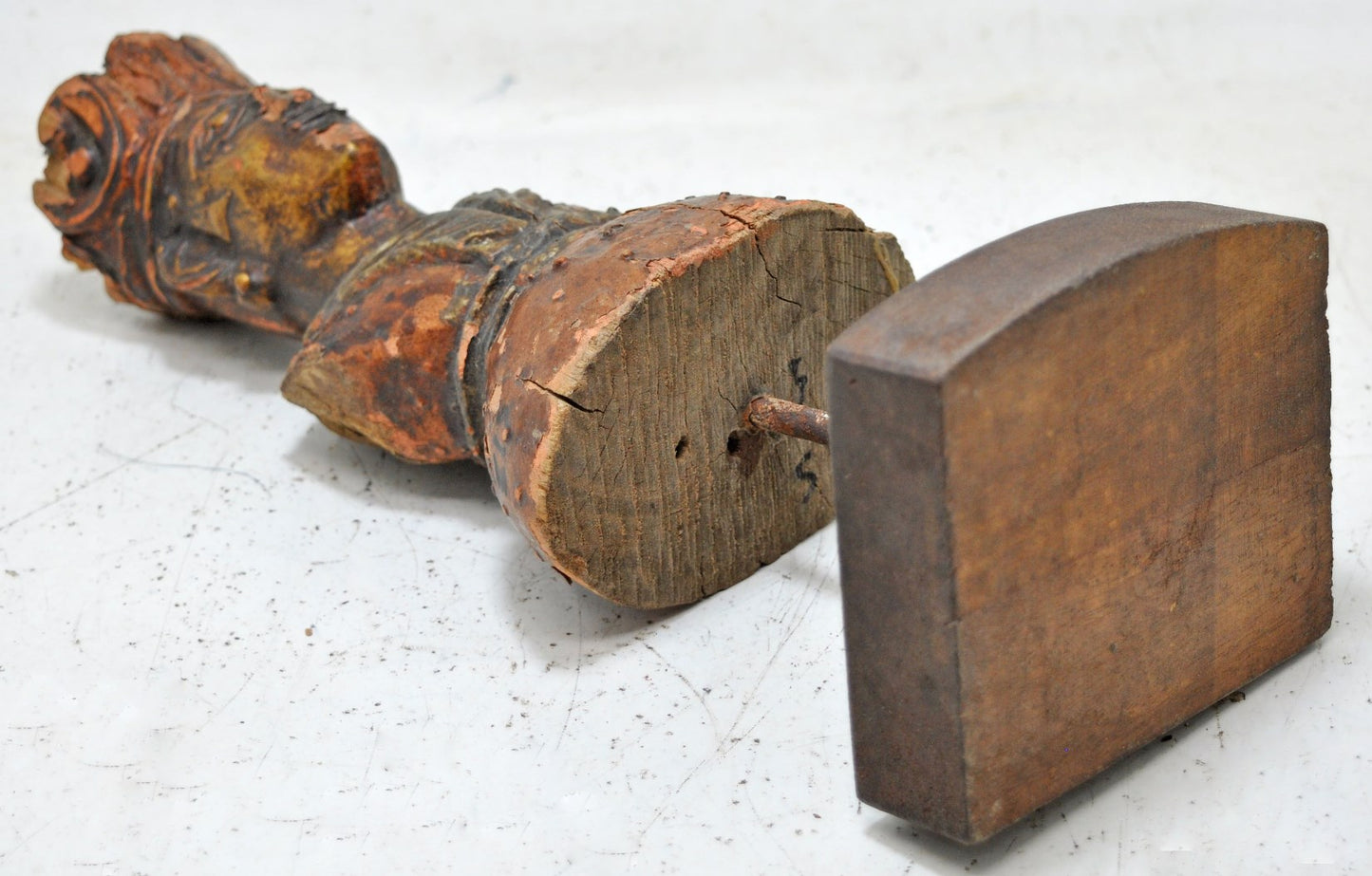 Vintage Wooden Man Figurine Original Old Hand Carved Painted