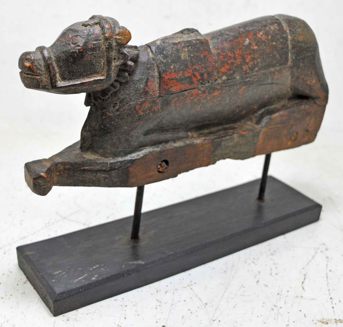 Antique Wooden Holy Cow Nandi Idol Figurine Original Old Fine Hand Carved