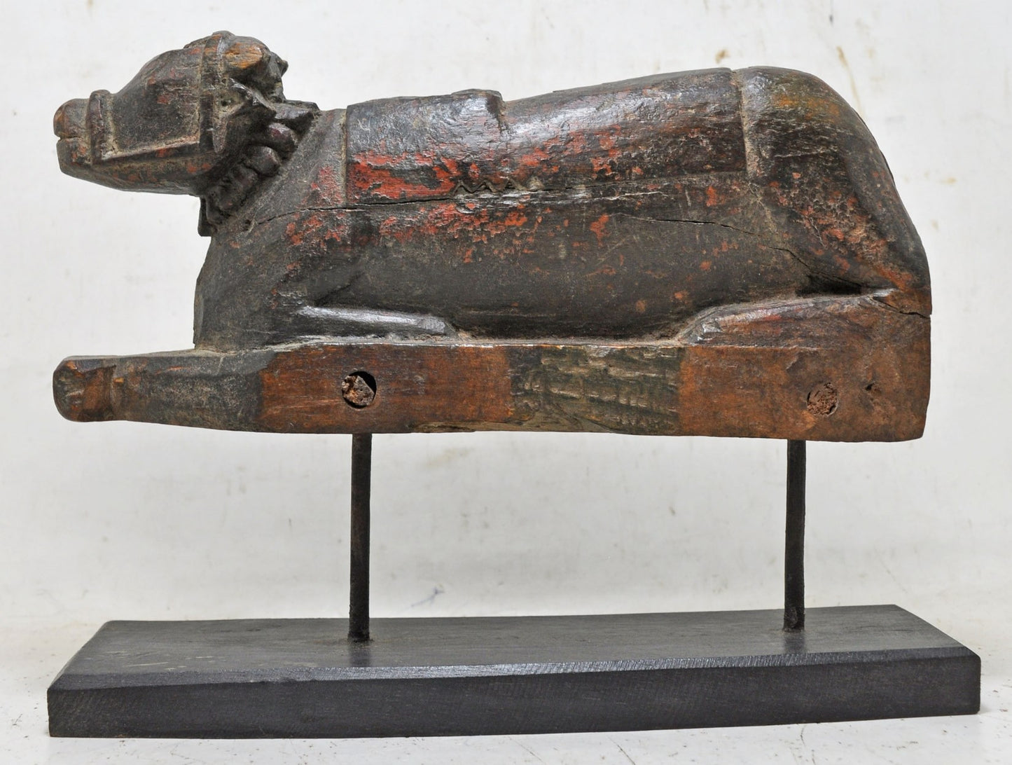Antique Wooden Holy Cow Nandi Idol Figurine Original Old Fine Hand Carved