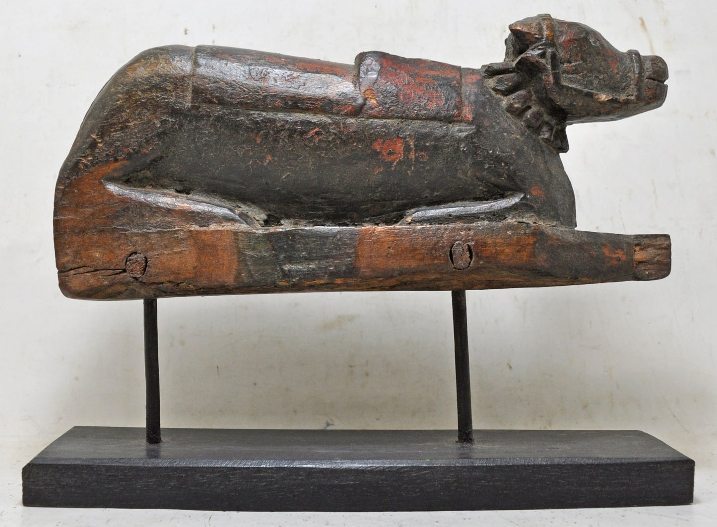 Antique Wooden Holy Cow Nandi Idol Figurine Original Old Fine Hand Carved