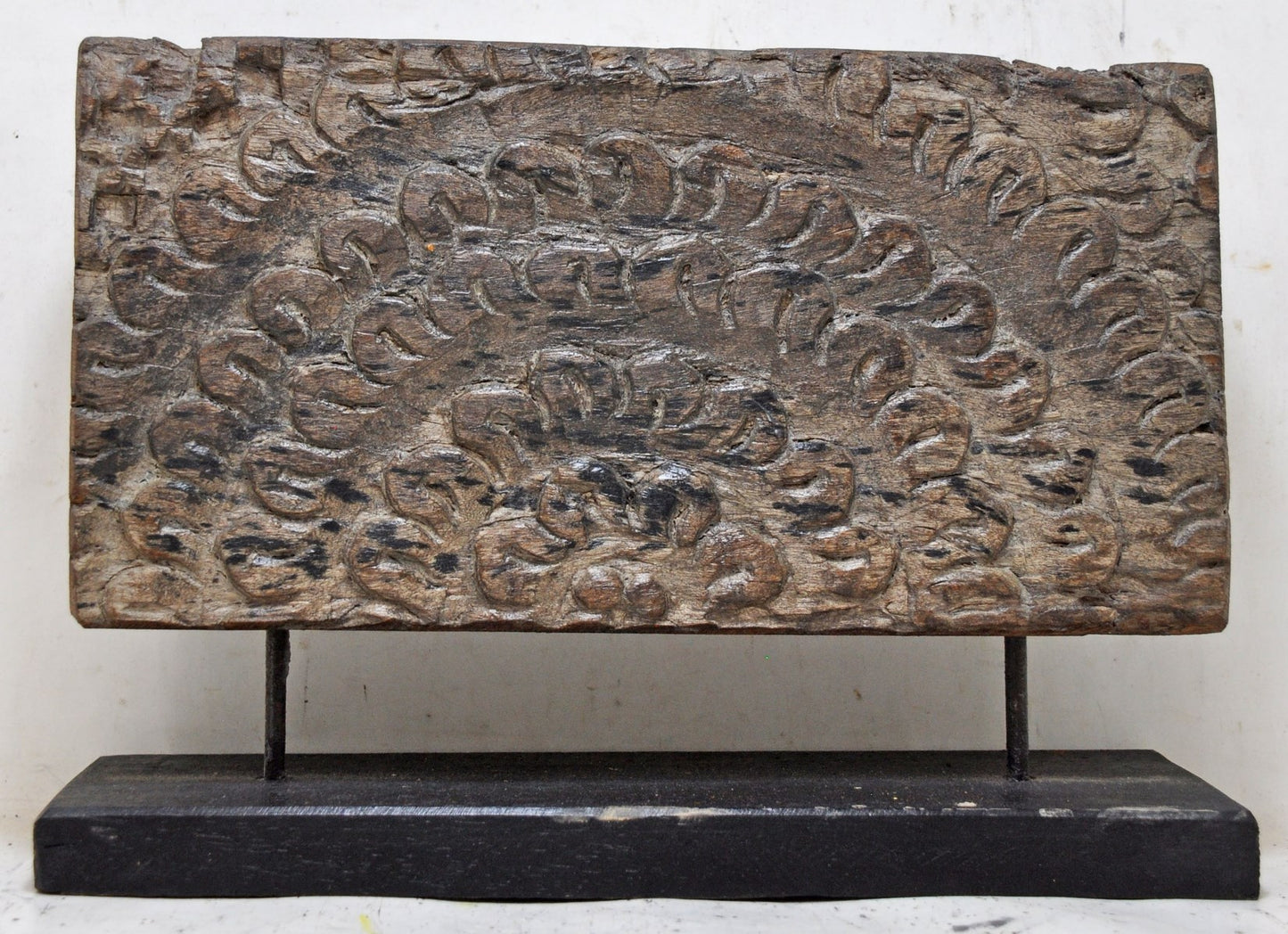 Antique Wooden Floral Carving Panel Plaque Original Old Hand Carved