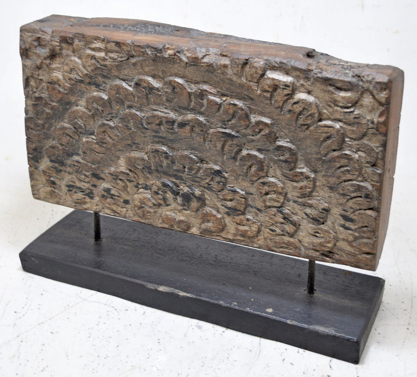 Antique Wooden Floral Carving Panel Plaque Original Old Hand Carved