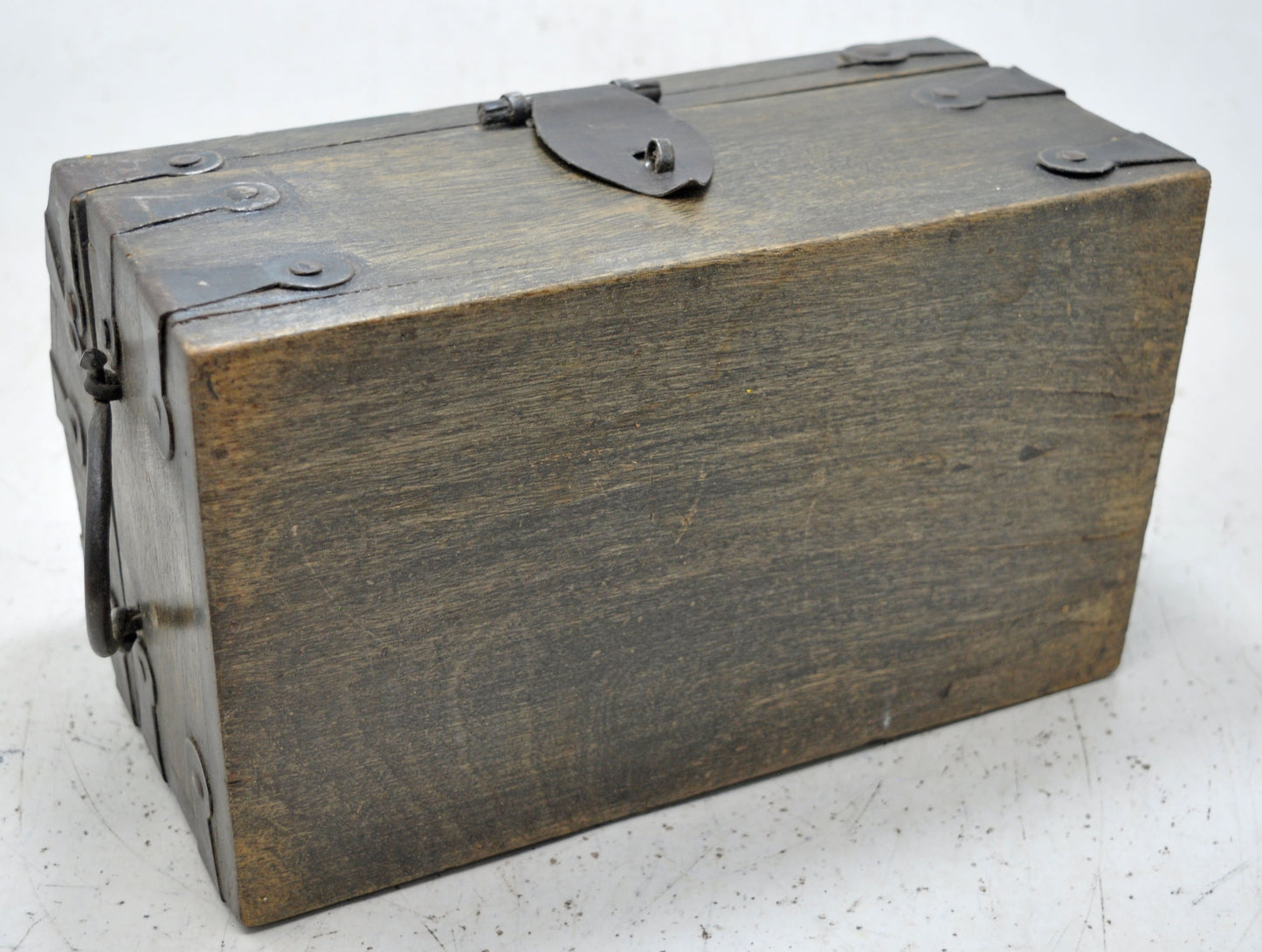 Vintage Wooden Half Round Top Storage Box Original Old Hand Crafted Metal Fitted