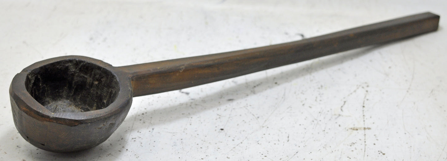 Antique Wooden Kitchenware Long Spoon Original Old Hand Carved