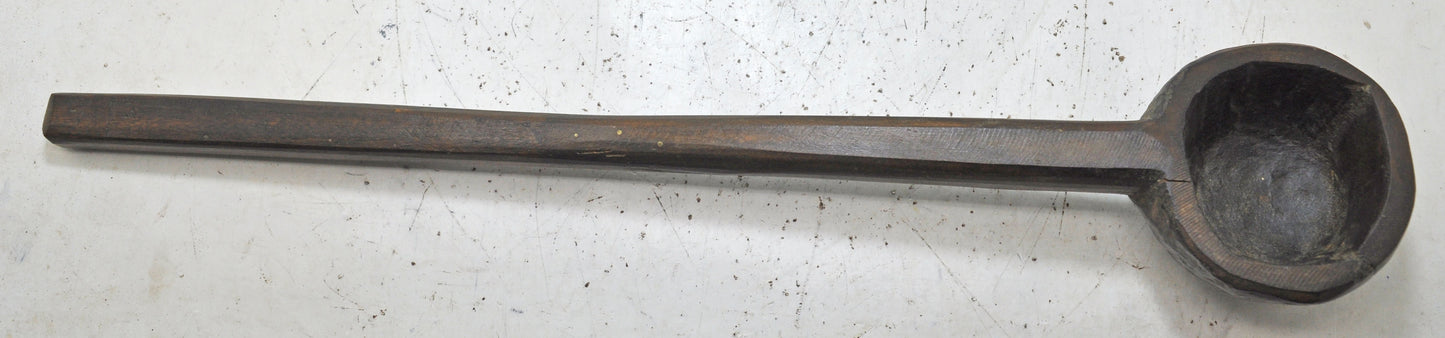 Antique Wooden Kitchenware Long Spoon Original Old Hand Carved