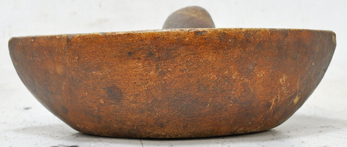 Antique White Marble Oval Spice Grinding Mortar and Pestle Bowl Original Old Hand Carved
