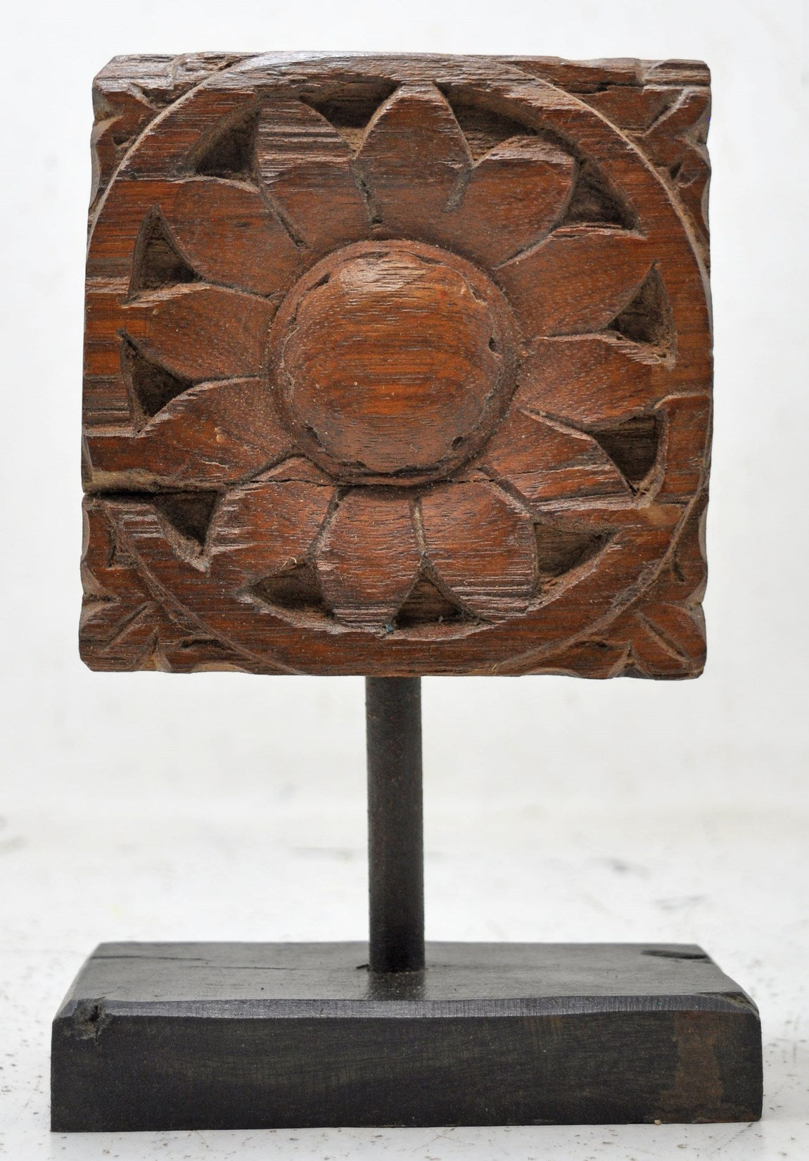 Antique Wooden Floral Carving Panel Plaque Original Old Hand Carved