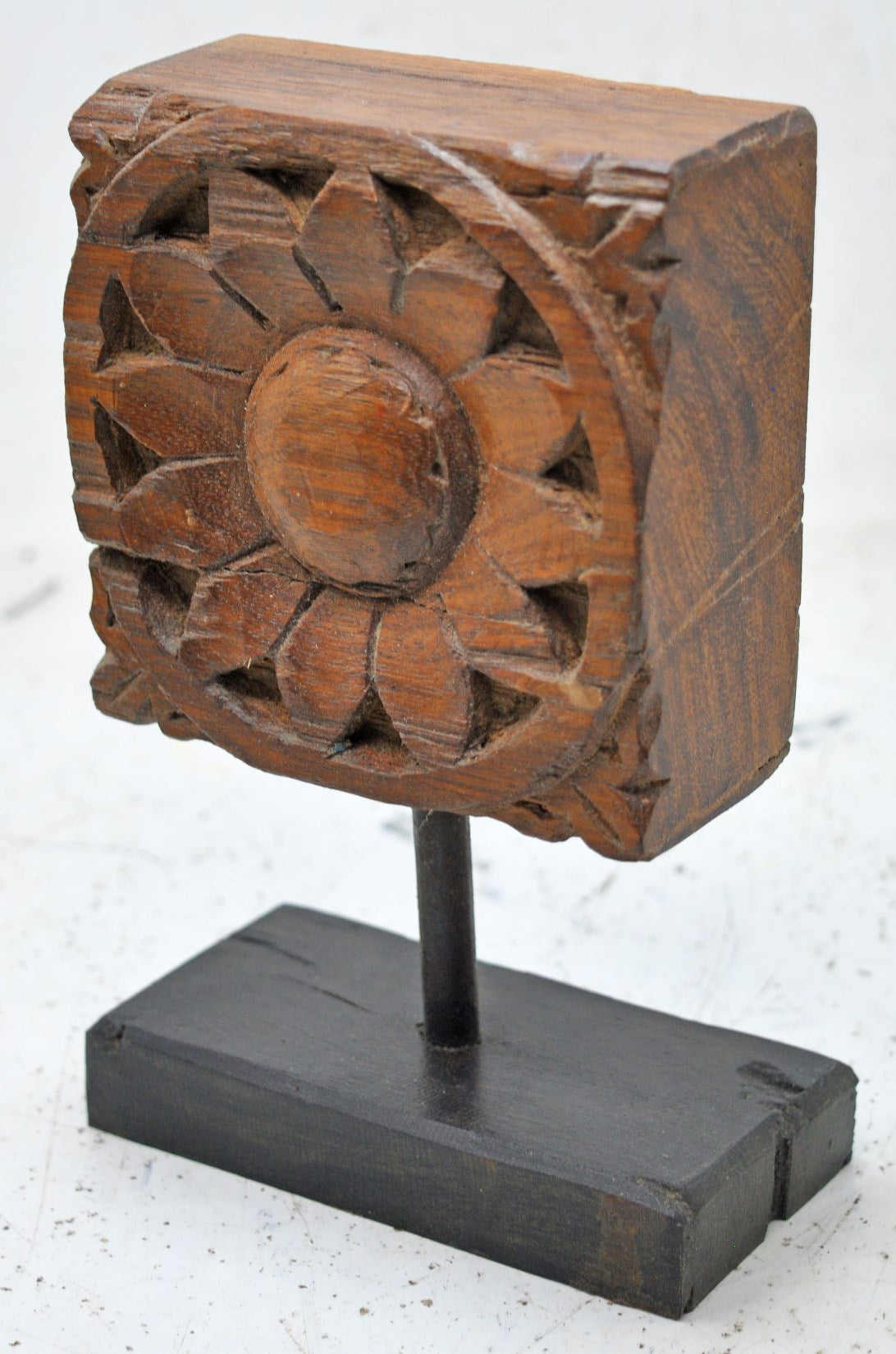 Antique Wooden Floral Carving Panel Plaque Original Old Hand Carved