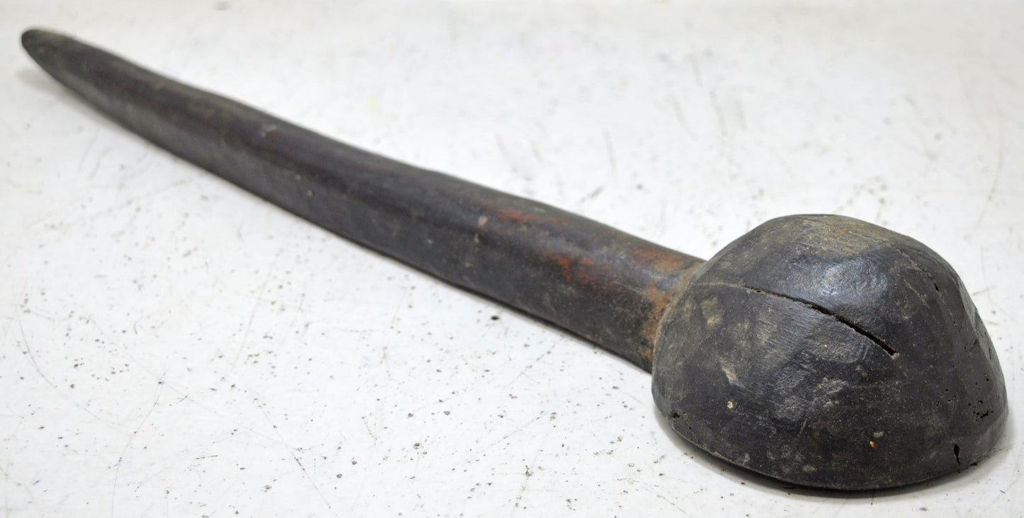 Antique Wooden Kitchenware Long Serving Spoon Original Old hand Carved