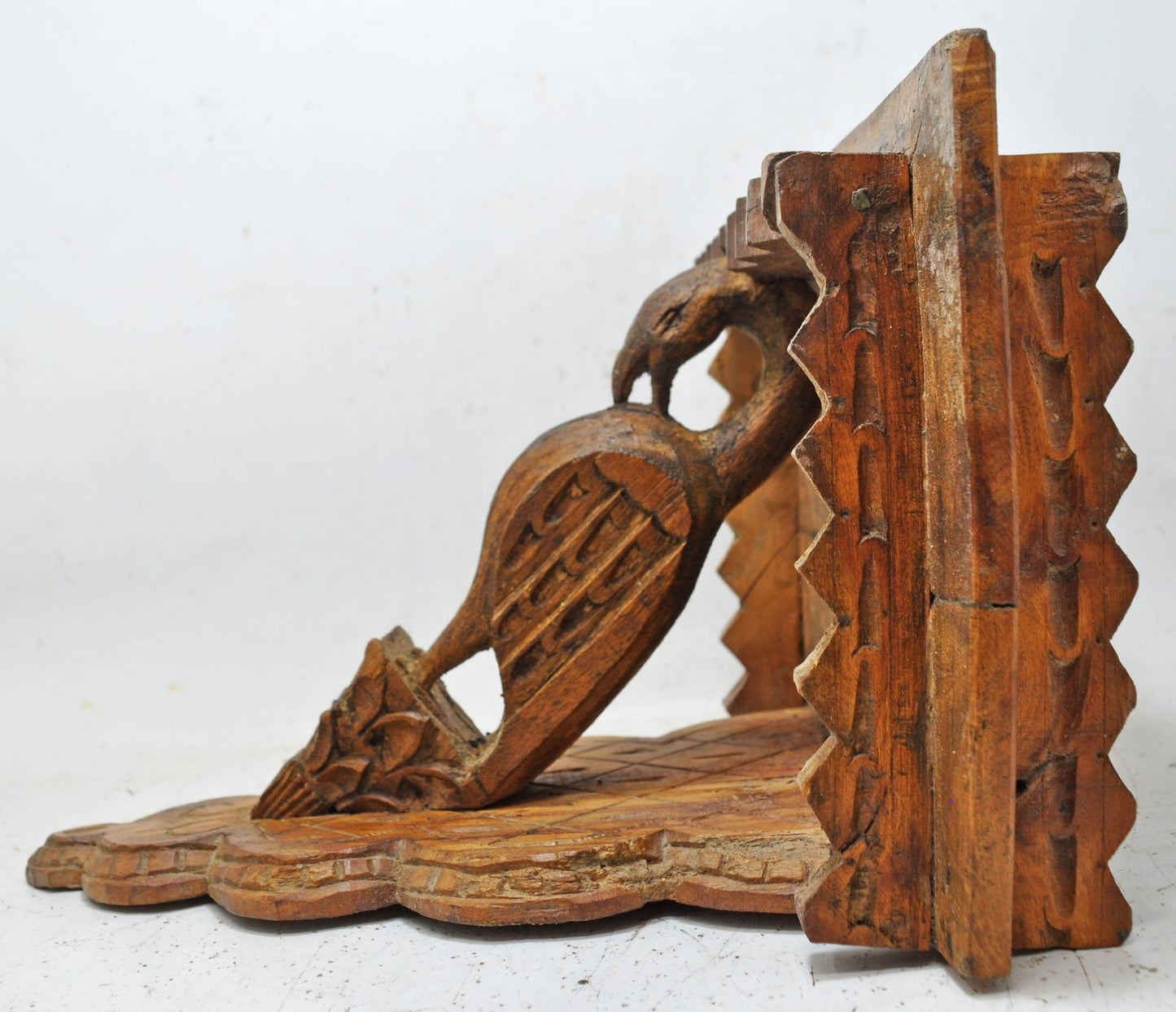 Antique Wooden Wall Décor Hanging Shelf Original Old Hand Carved