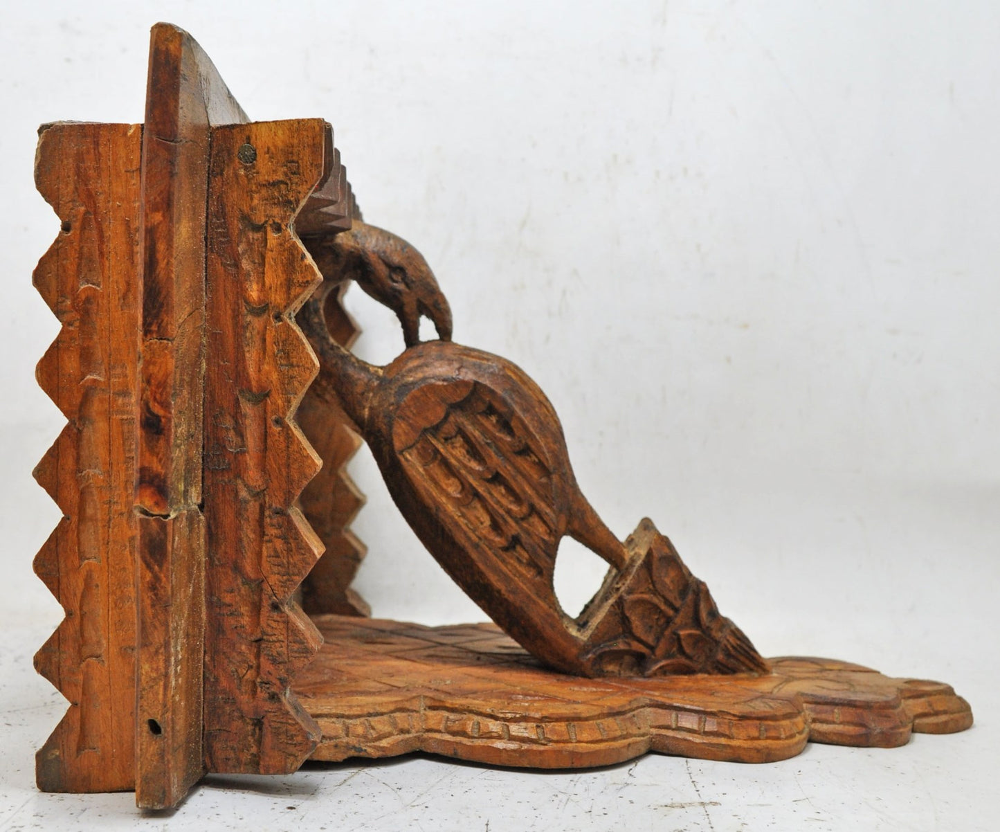 Antique Wooden Wall Décor Hanging Shelf Original Old Hand Carved