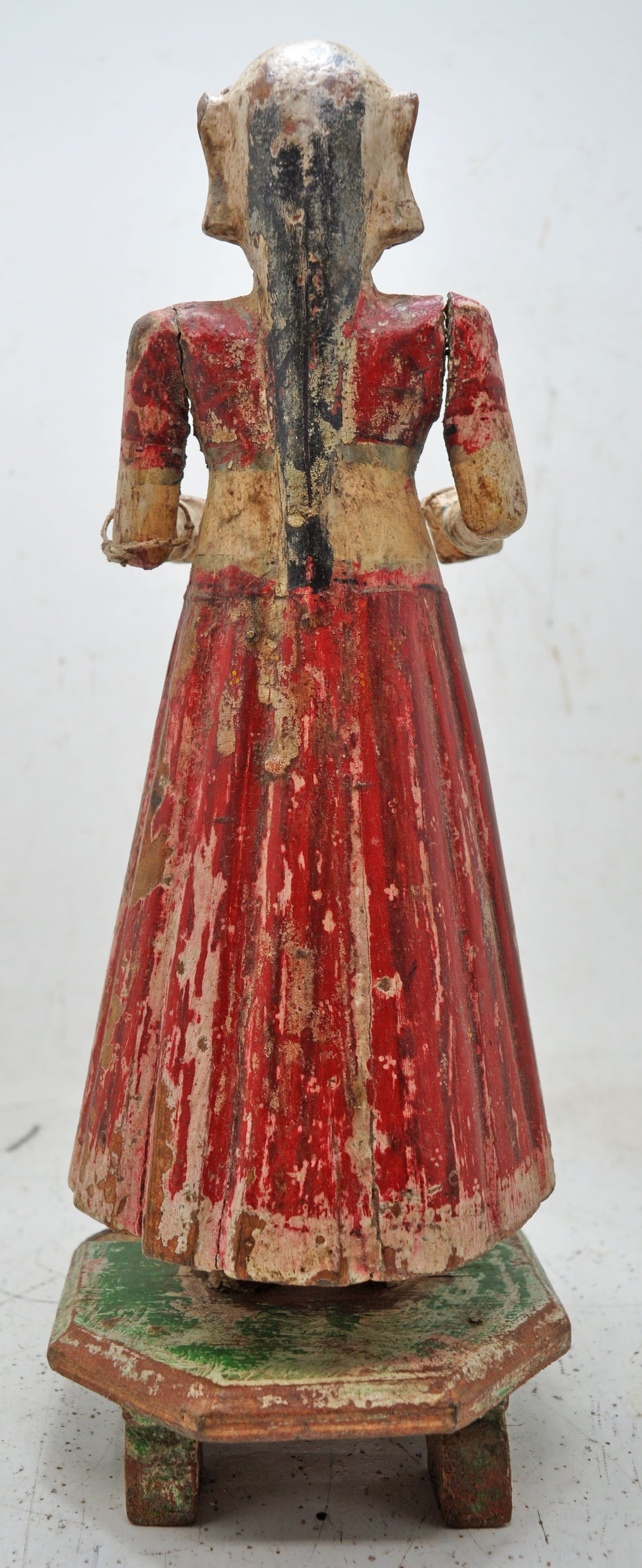 Antique Wooden Goddess Gangaur Idol Figurine Original Old Hand Carved Painted